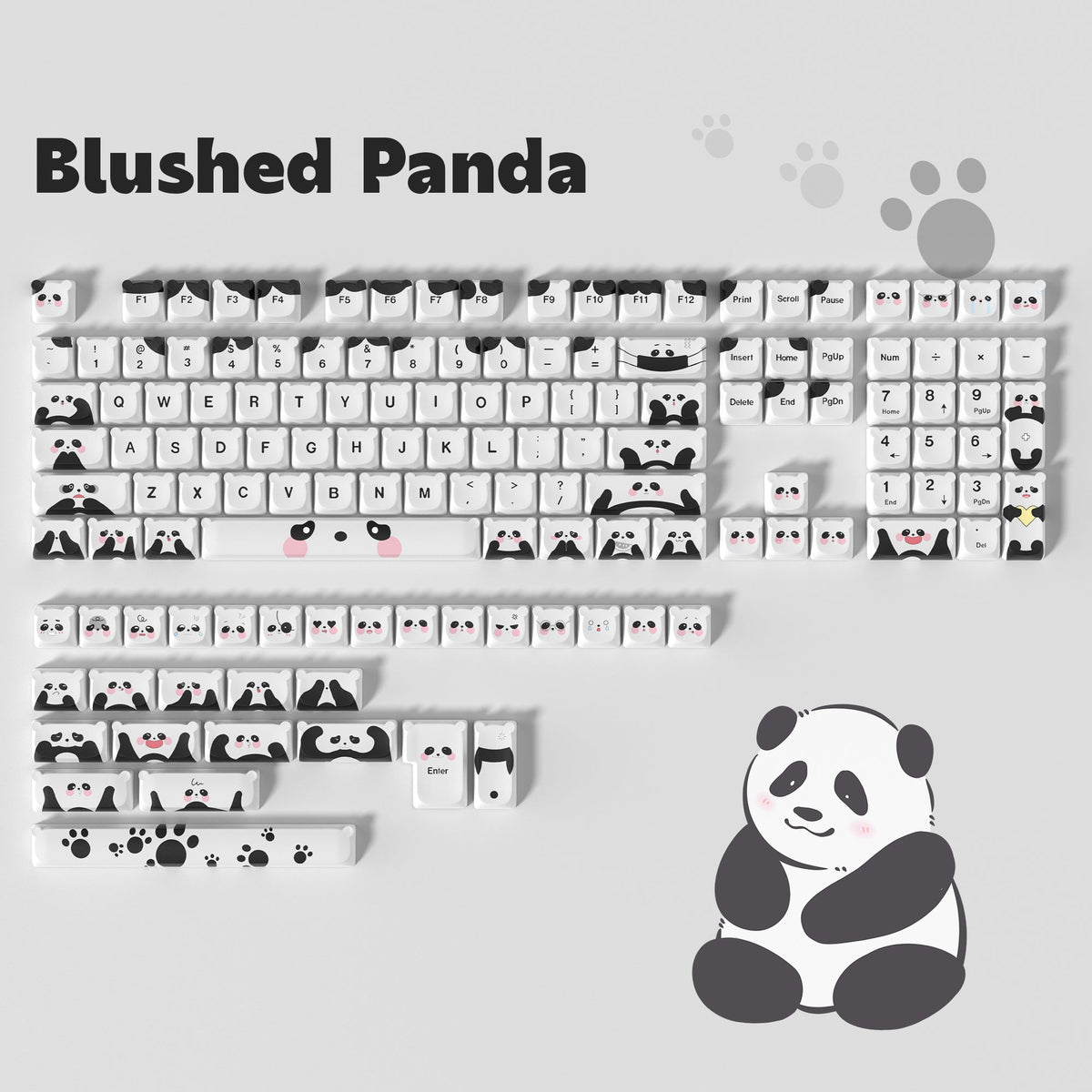 Womier Keyboard Womier Blushed Panda MAO Profile Dye-Sub PBT Keycap Set (137-Key )