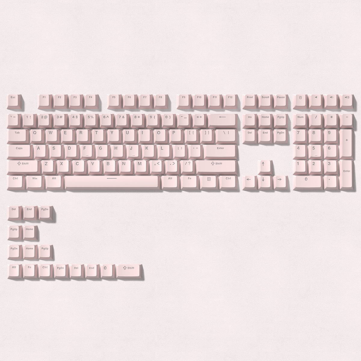 Womier Keyboard Womier Cherry Profile Single-Color Shine-Through PBT 124-Key Keycaps