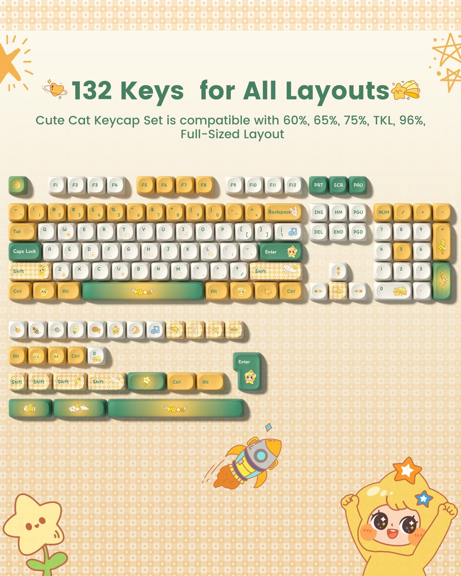 Womier Cherry Pudding 143-Key MOA Profile Dye-Sub PBT Keycap Set - Womier Keyboard