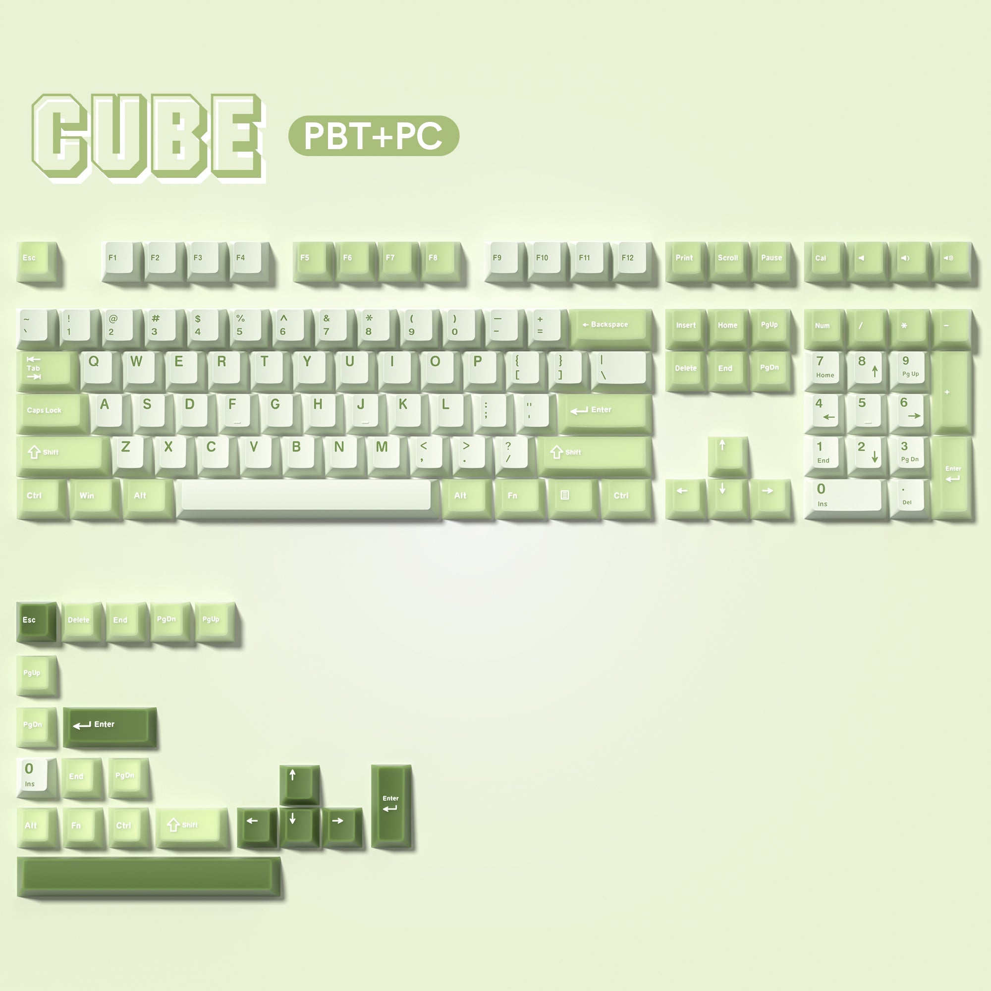 Womier Cube Jade Double - Shot Cherry Profile PBT Keycap Set - Womier Keyboard