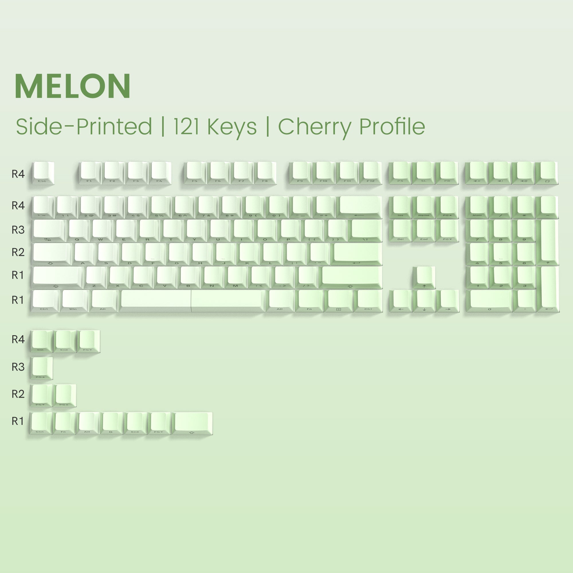 Womier Diagonal Gradient Series 121 - Key Shine - Through Cherry Profile PBT Keycap - Womier Keyboard