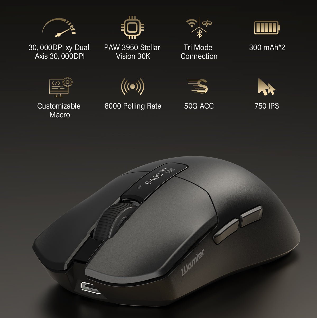 Womier G59 Tri - Mode Wireless Gaming Mouse With Programmable Buttons - Womier Keyboard