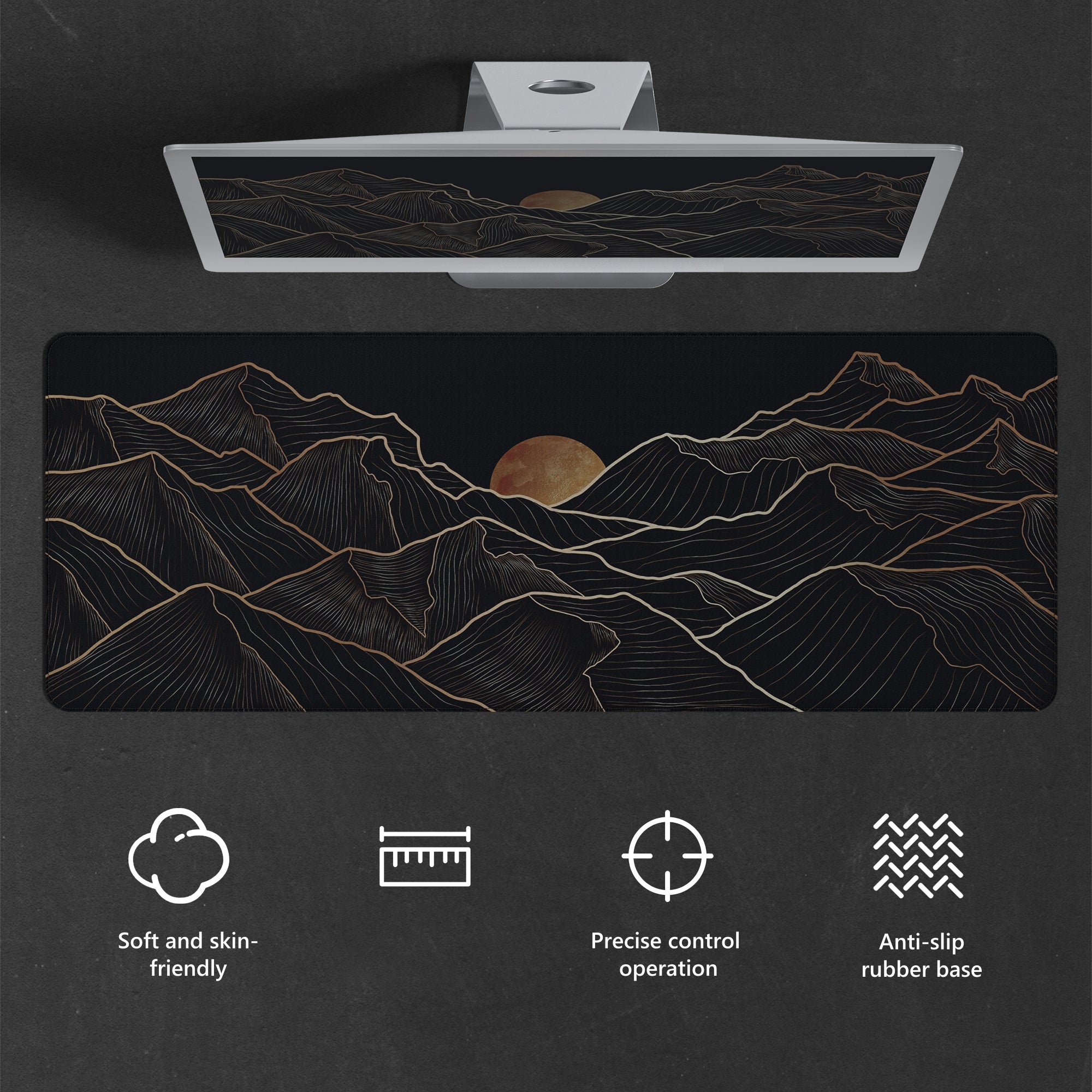 Womier Golden Sun Themed Large Desk Mat - Womier Keyboard
