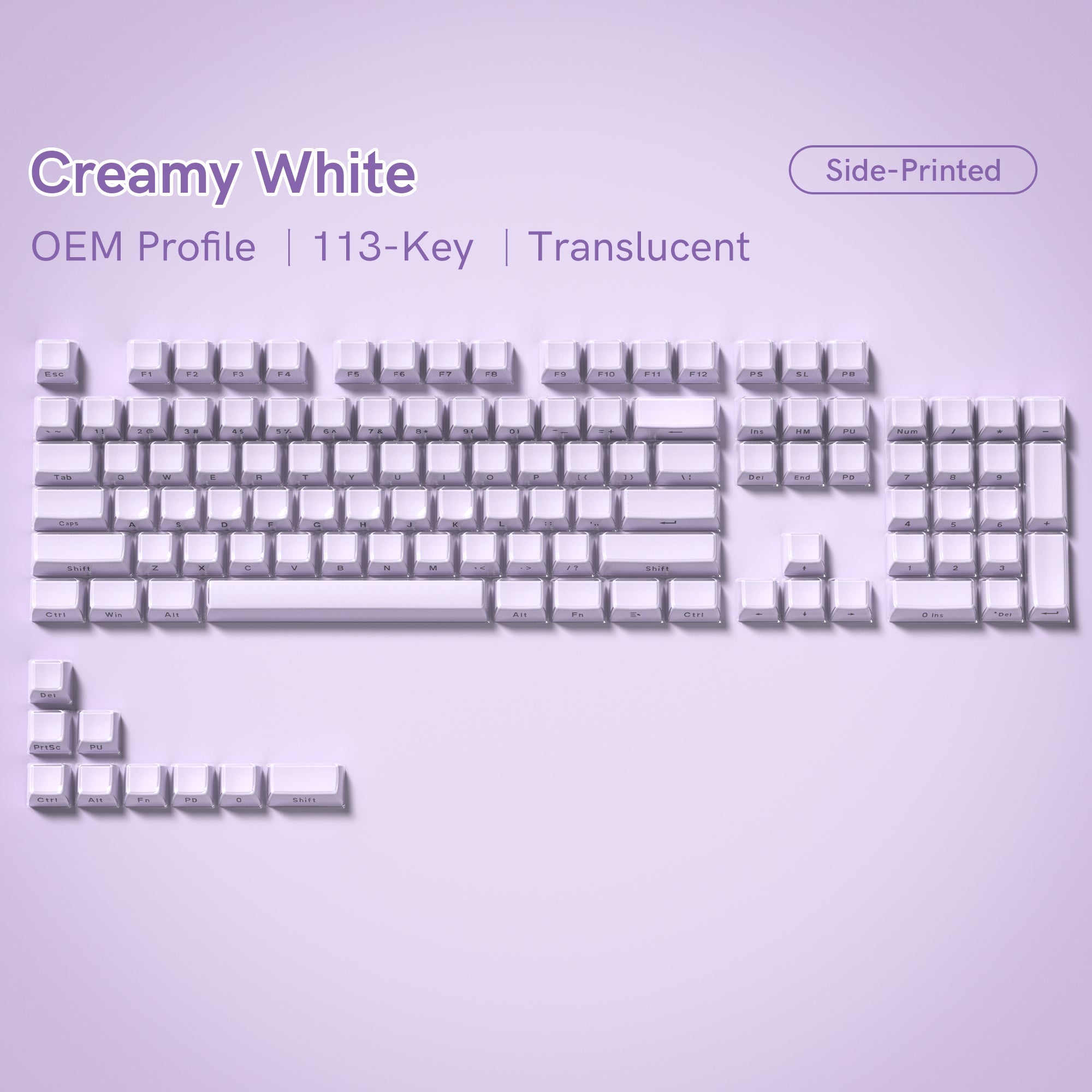 Womier Jello Side - Printed Translucent OEM Profile Keycap (113 - Key) - Womier Keyboard