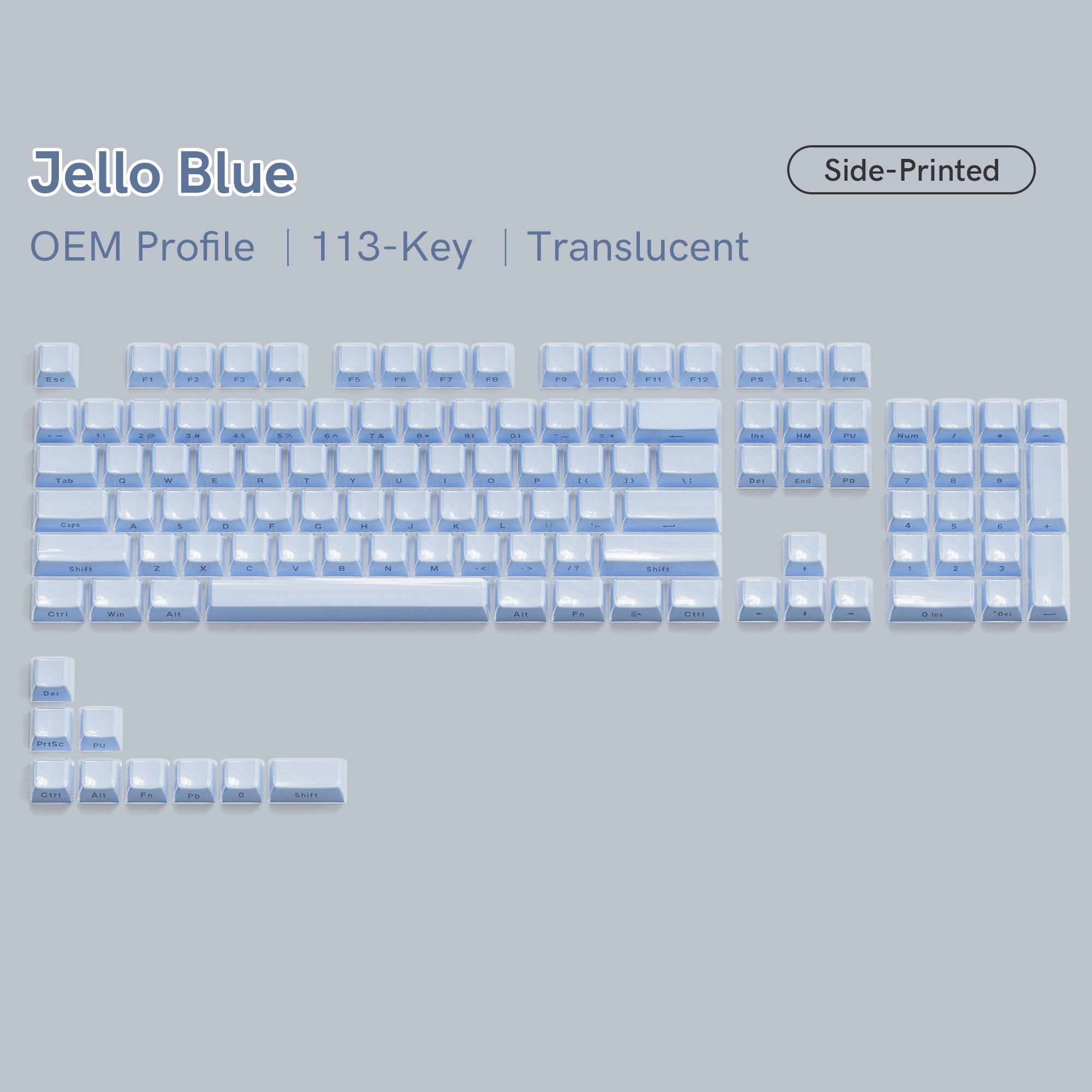 Womier Jello Side - Printed Translucent OEM Profile Keycap (113 - Key) - Womier Keyboard