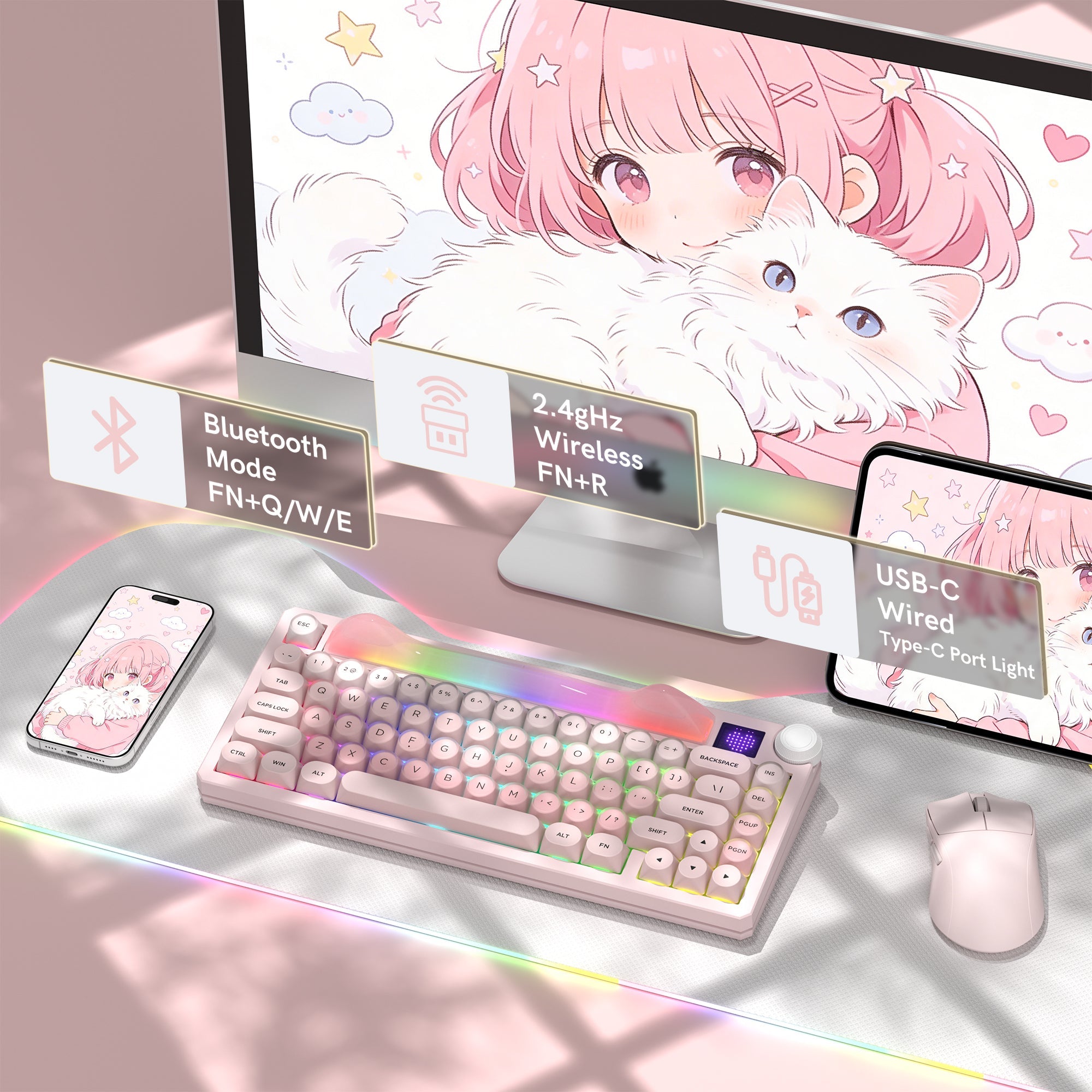 Womier K80 | Smart Screen & Media Knob Mechanical Keyboard - Womier Keyboard