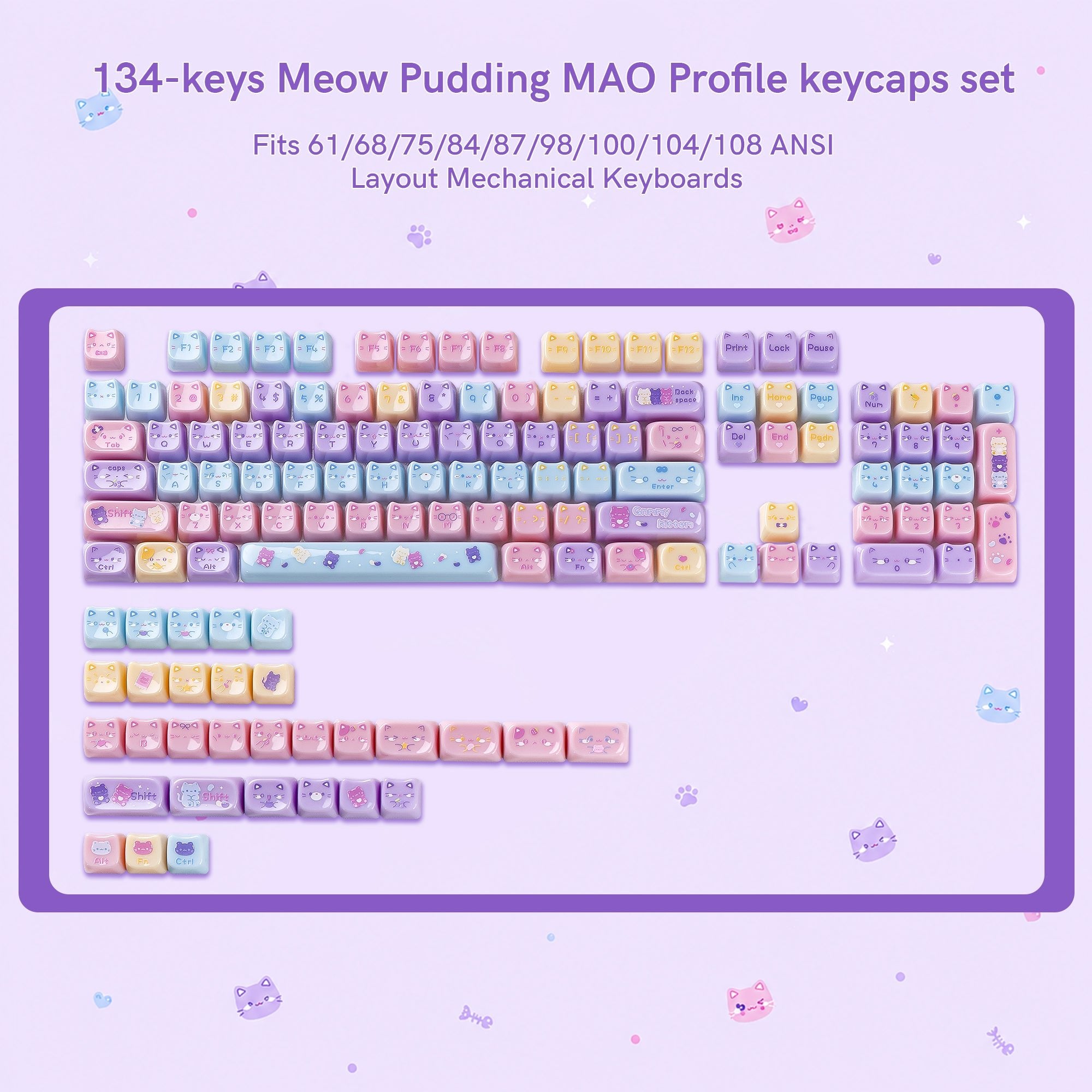 Womier Kittens Themed MOA+MAO Profile PC Keycap Set - Womier Keyboard