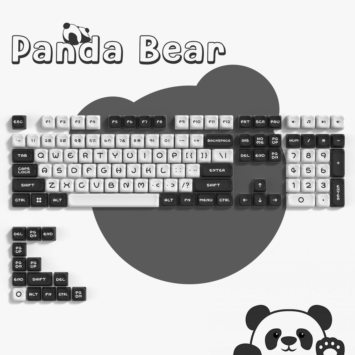 Womier Keyboard Womier Panda Bear 122-Key KDA Profile Double-Shot PBT Keycap Set