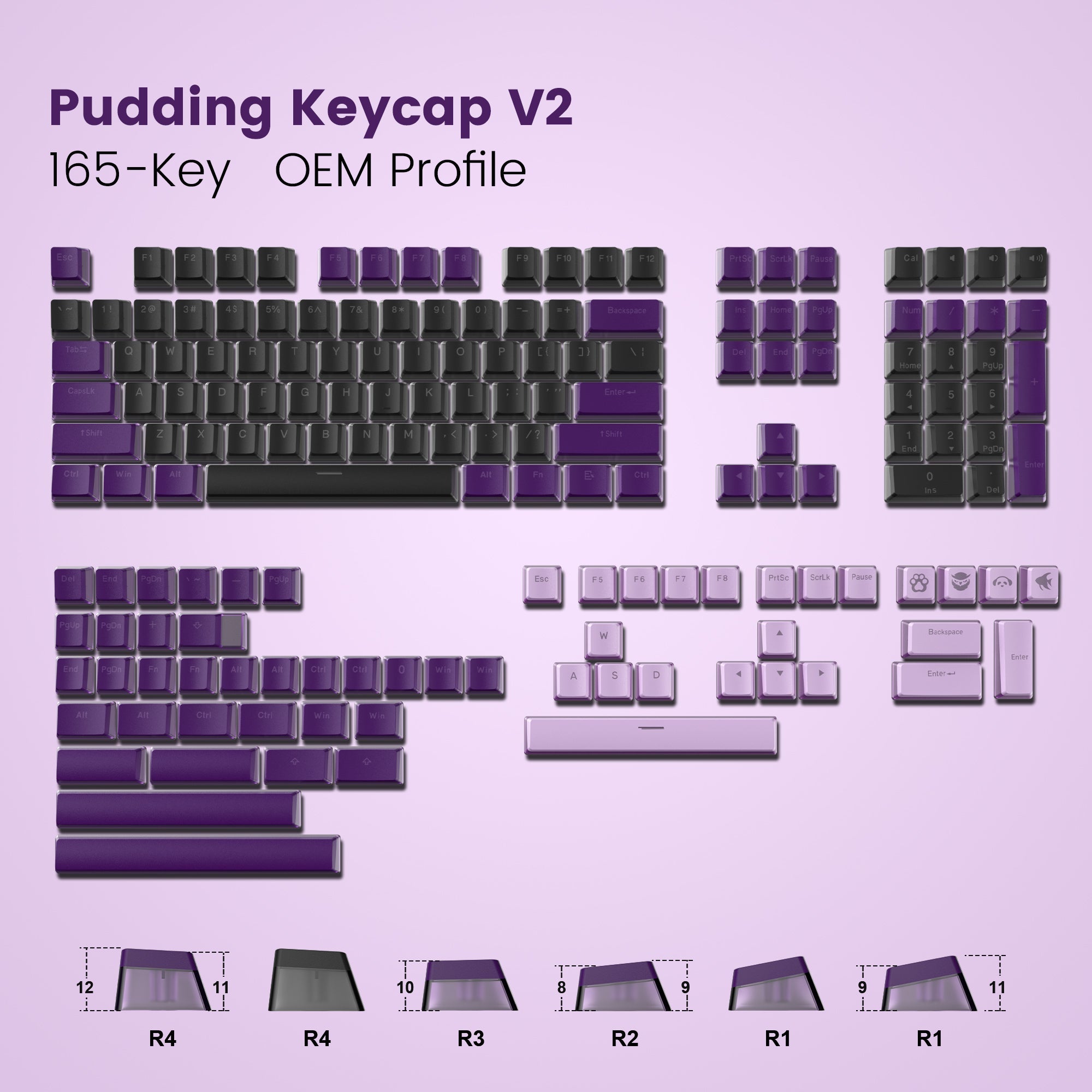 Womier Pudding V2 OEM Profile 165 - Key PBT Keycap - Womier Keyboard