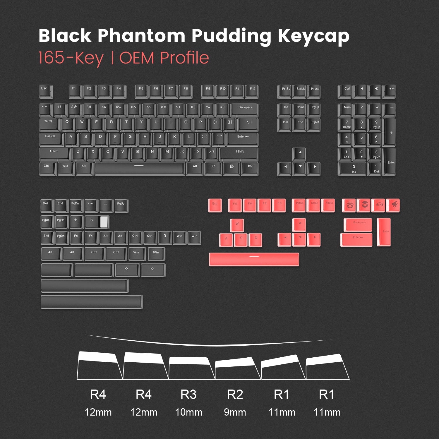 Womier Pudding V2 OEM Profile 165 - Key PBT Keycap - Womier Keyboard