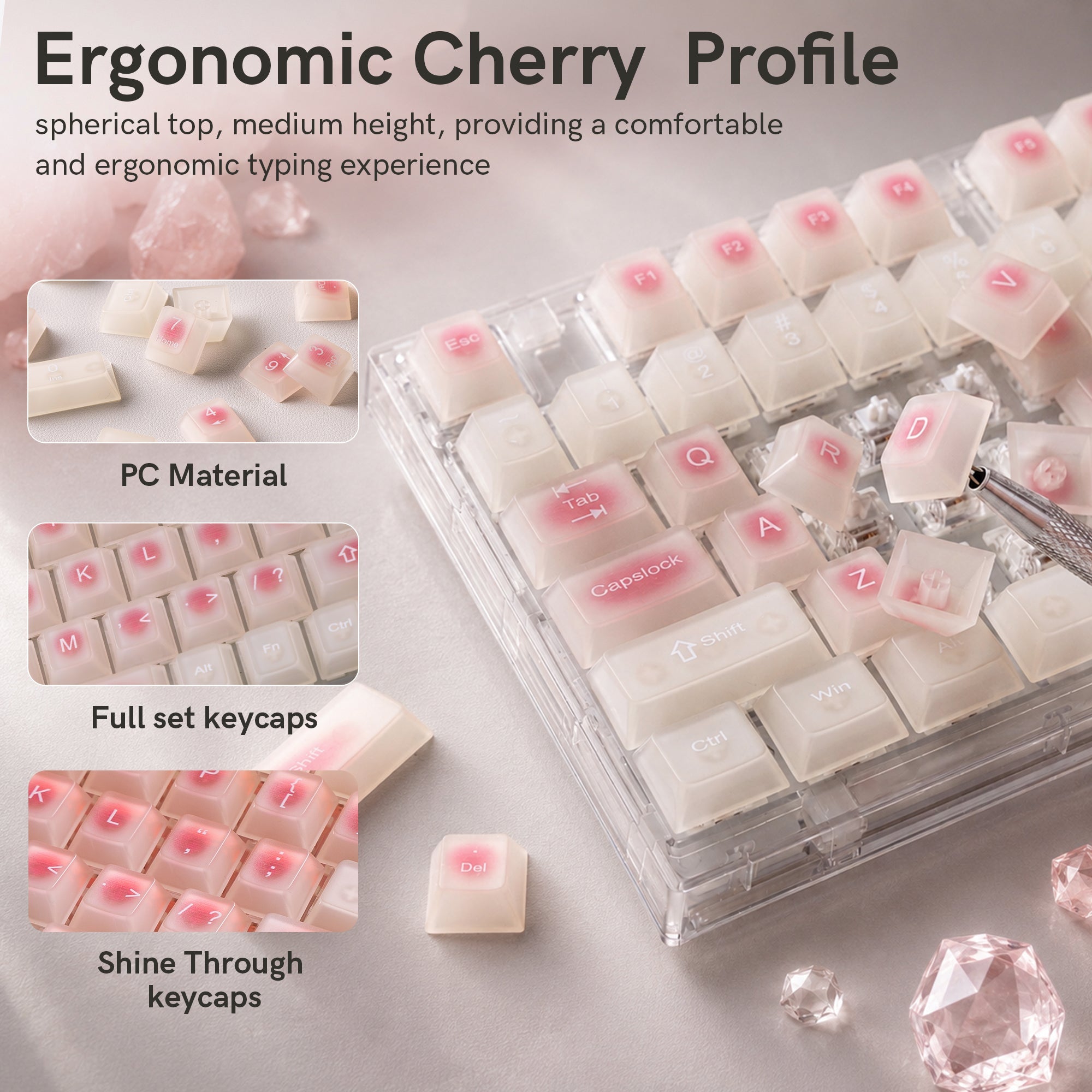 Womier Rouge Jade Cherry Profile Shine-Through PC Keycap Set (115-Key) - Womier Keyboard