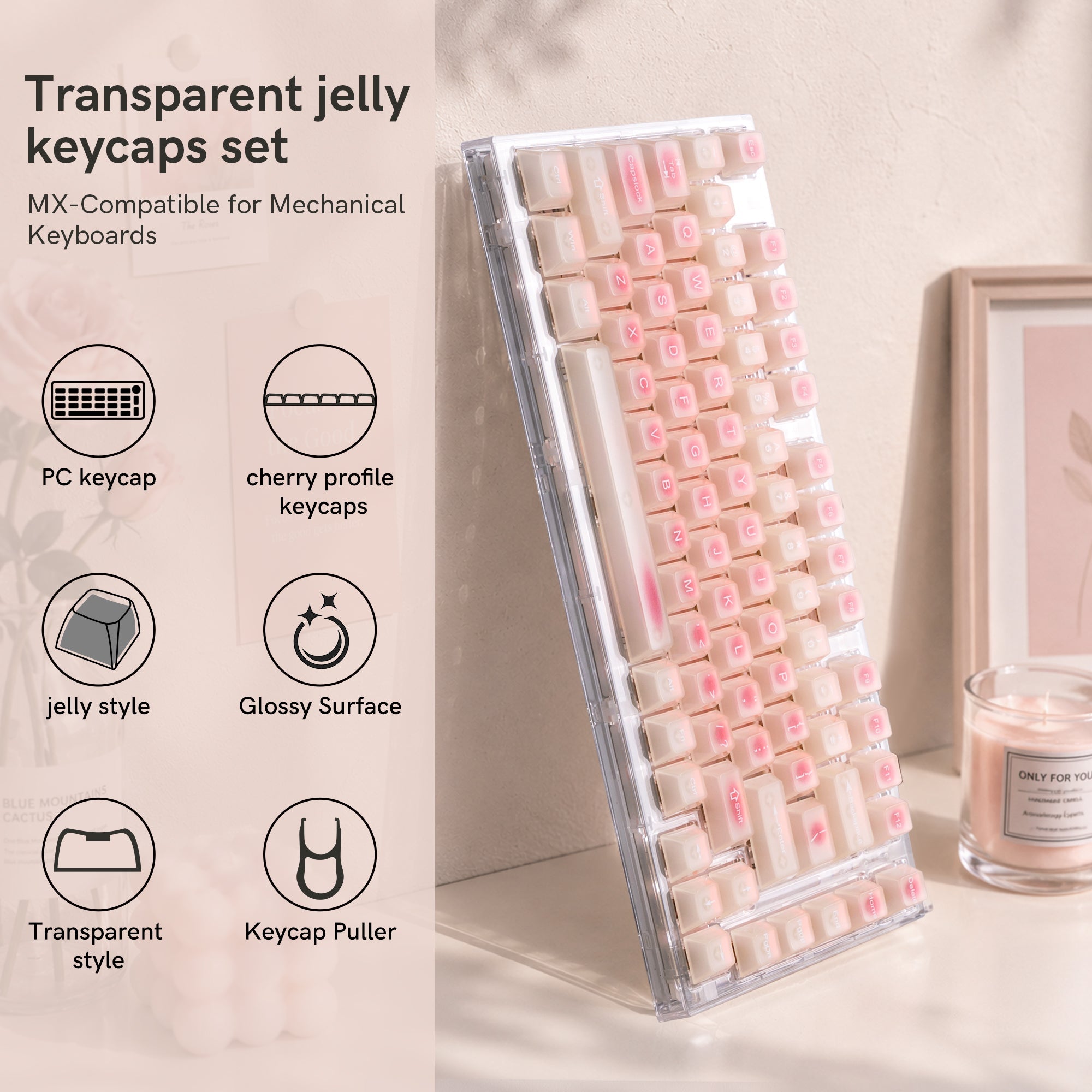 Womier Rouge Jade Cherry Profile Shine-Through PC Keycap Set (115-Key) - Womier Keyboard