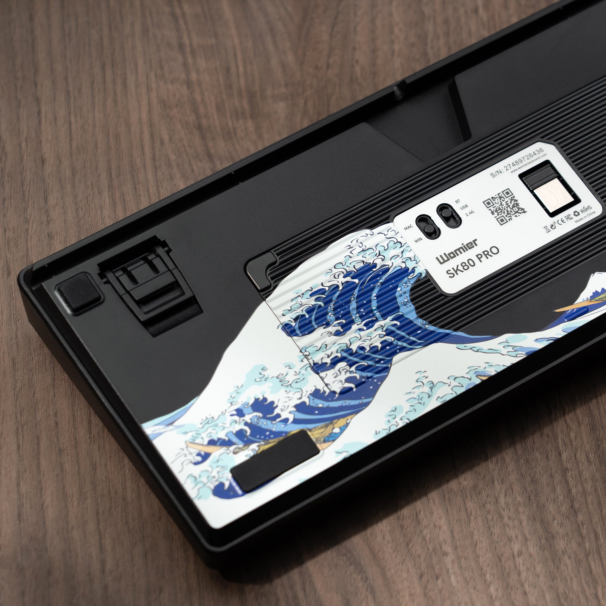 Back view showing Womier SK80 Pro keyboard wireless design