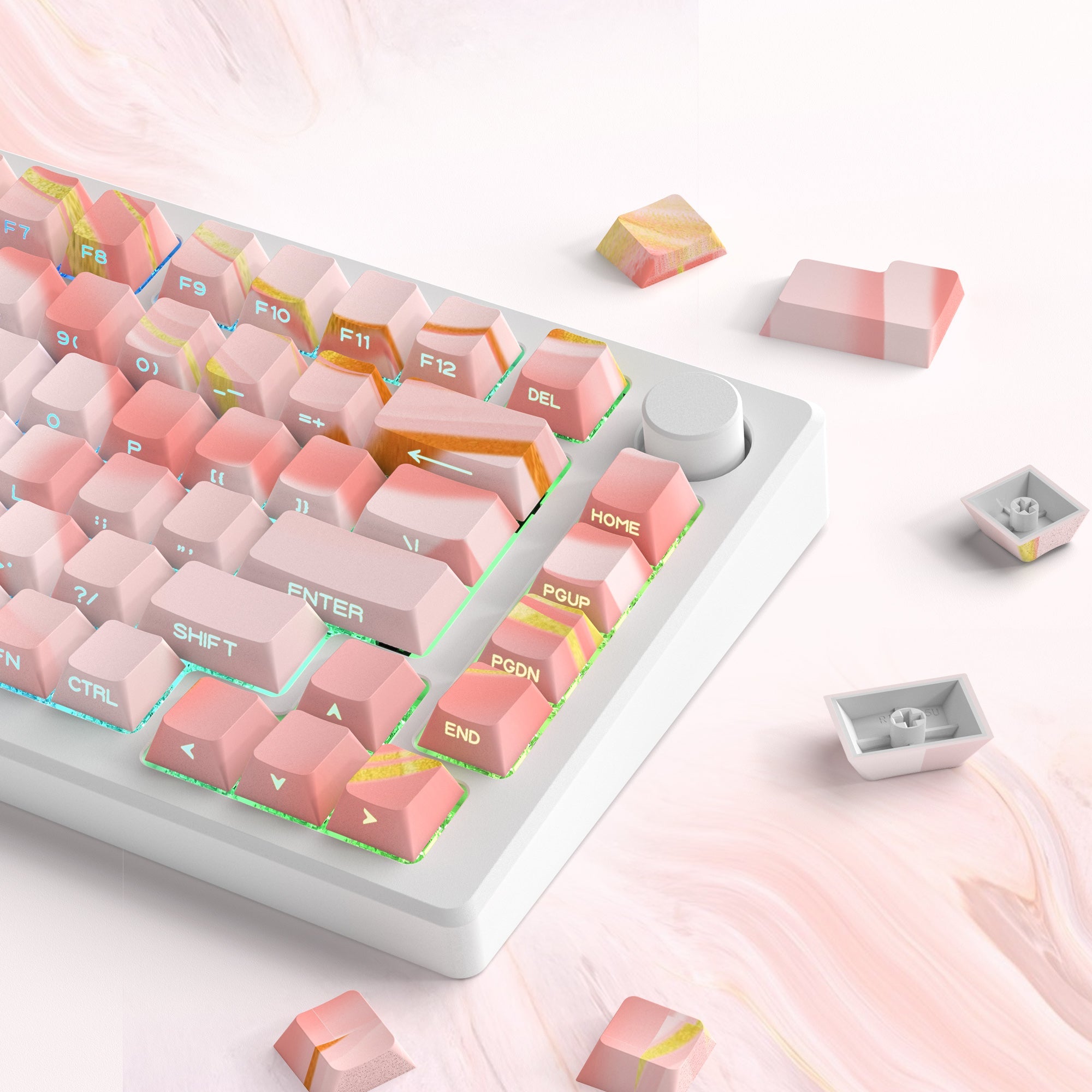 Womier Sparkles Cherry Profile 131 - Key Side - Printed Dye - Sub PBT Keycap Set - Womier Keyboard
