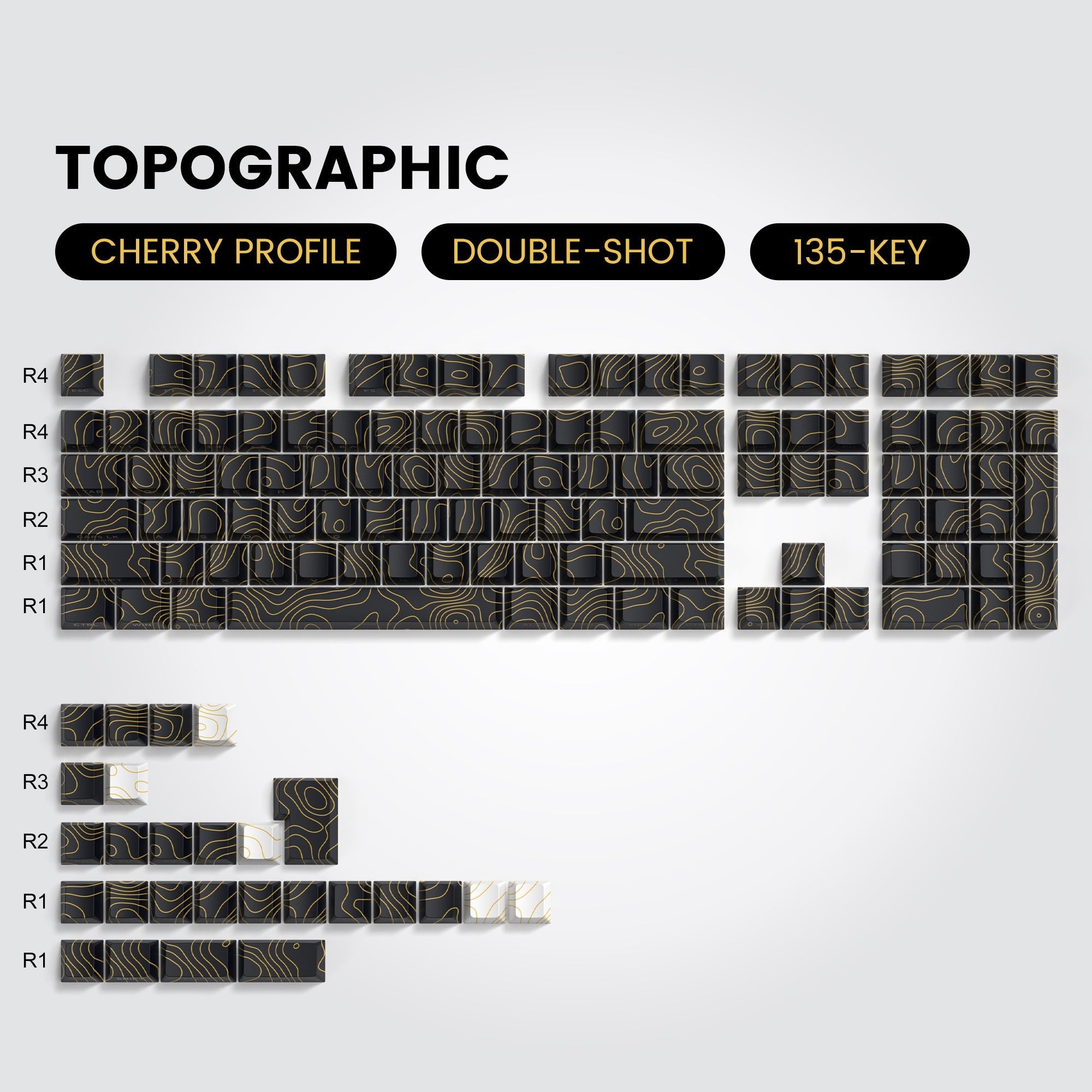 Womier Topographic Series Cherry Profile Side - Printed Shine - Through Keycap Set - Womier Keyboard