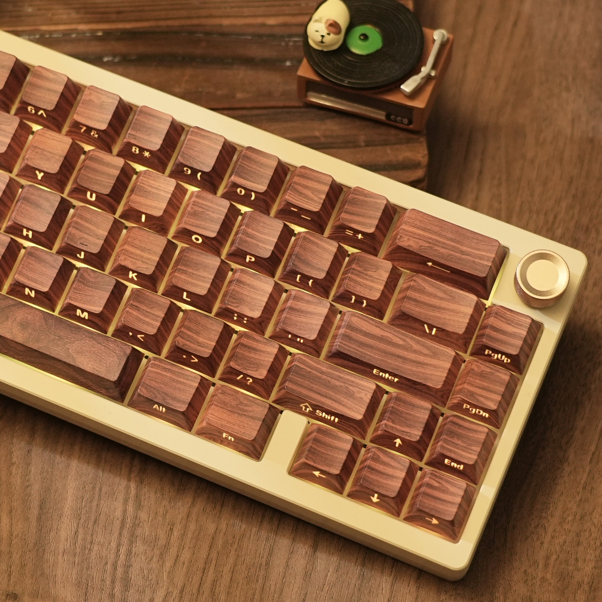 Womier Walnut Wood Side - Printed Cherry Profile Dye - Sub PBT Keycap Set - Womier Keyboard