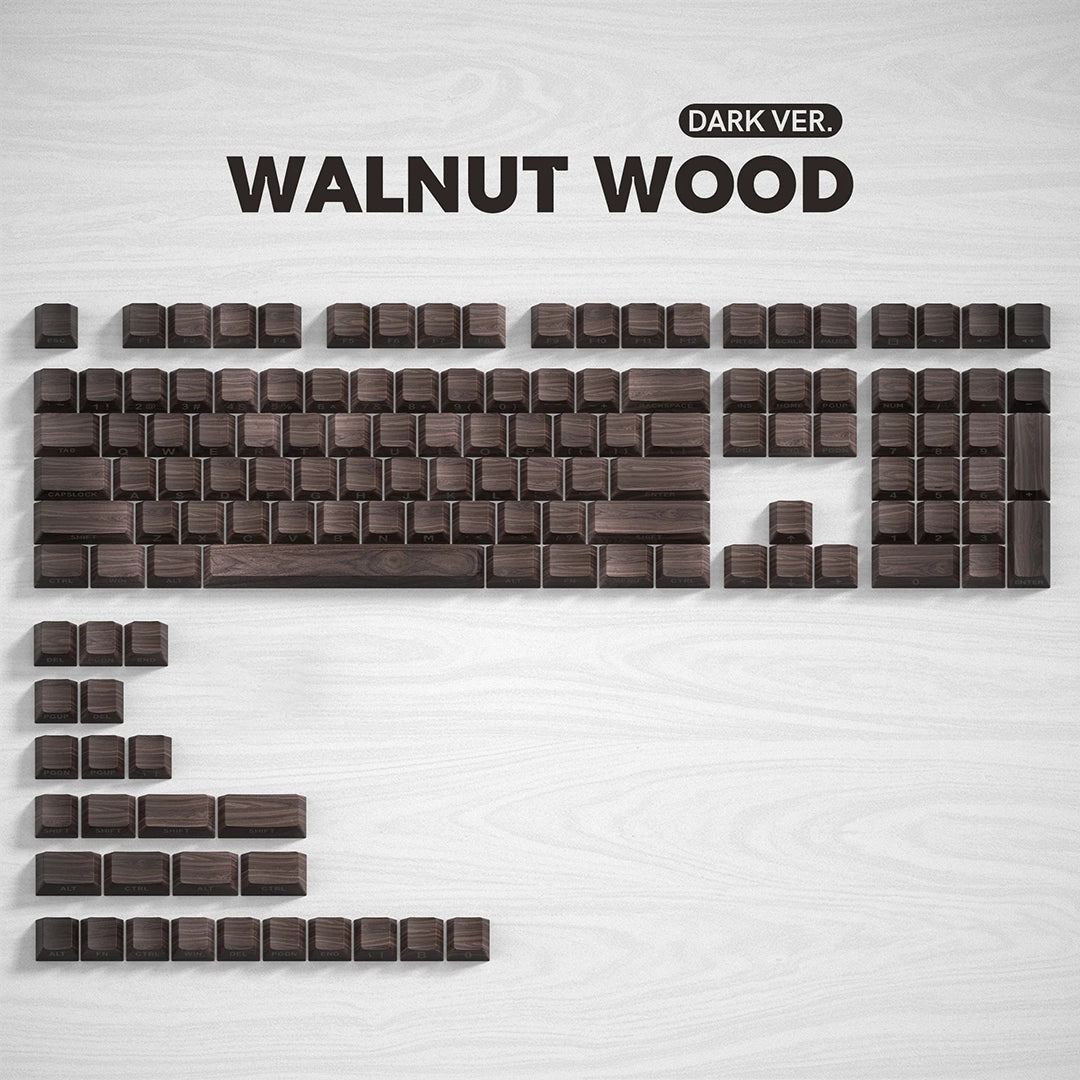 Womier Keyboard Womier Walnut Wood Side-Printed Cherry Profile Dye-Sub PBT Keycap Set