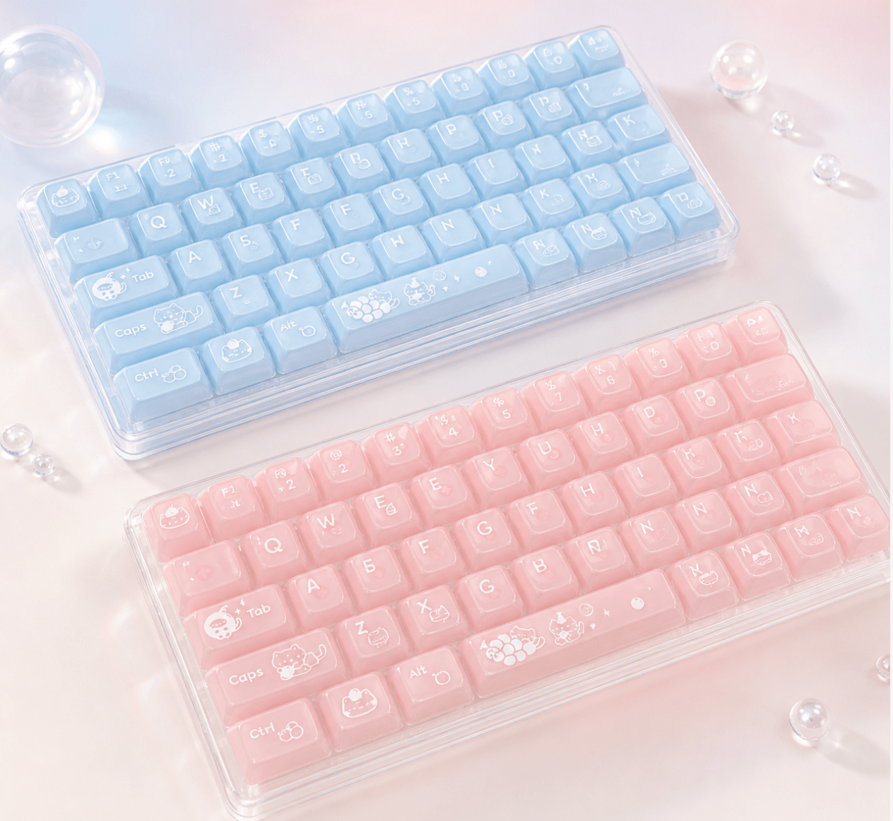Womier White Cat OEM Profile Frosted Translucent Keycap Set (113‑Key) - Womier Keyboard