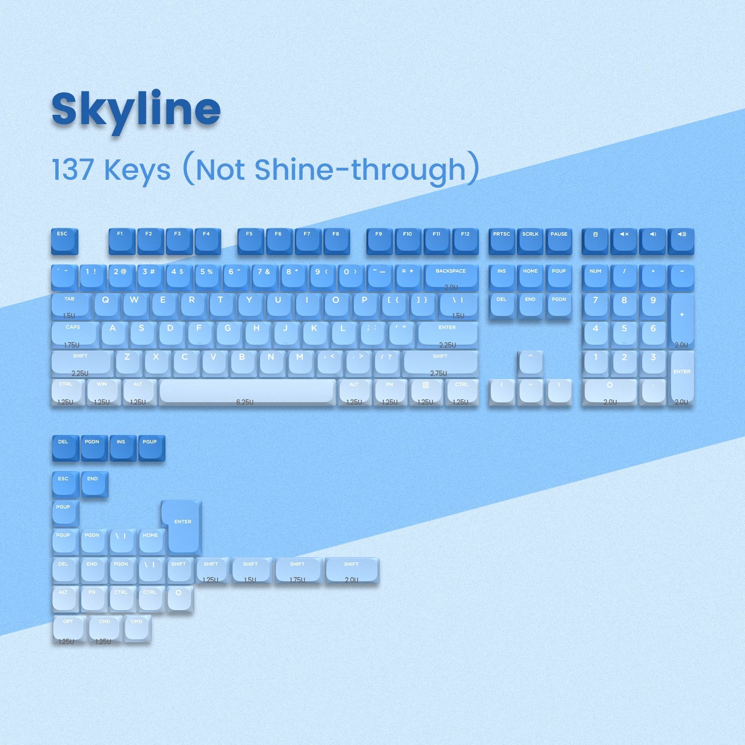 Skyline R1 Low Profile PBT Double - Shot Keycap Set - Womier Keyboard