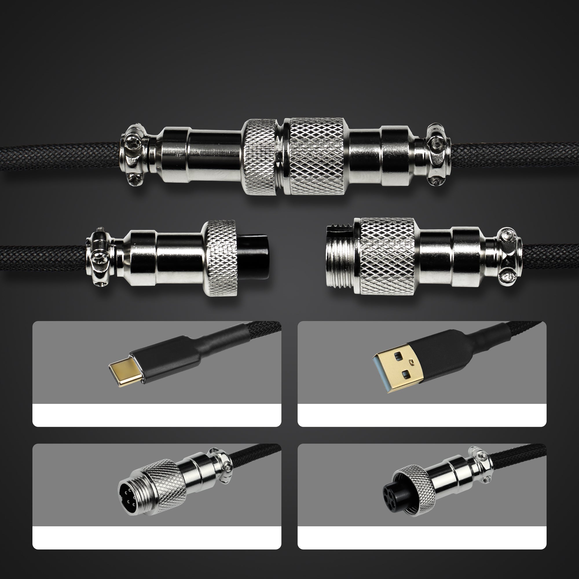 Womier Pro Braided Coiled Aviator USB Cable (2 Colors) - Womier Keyboard