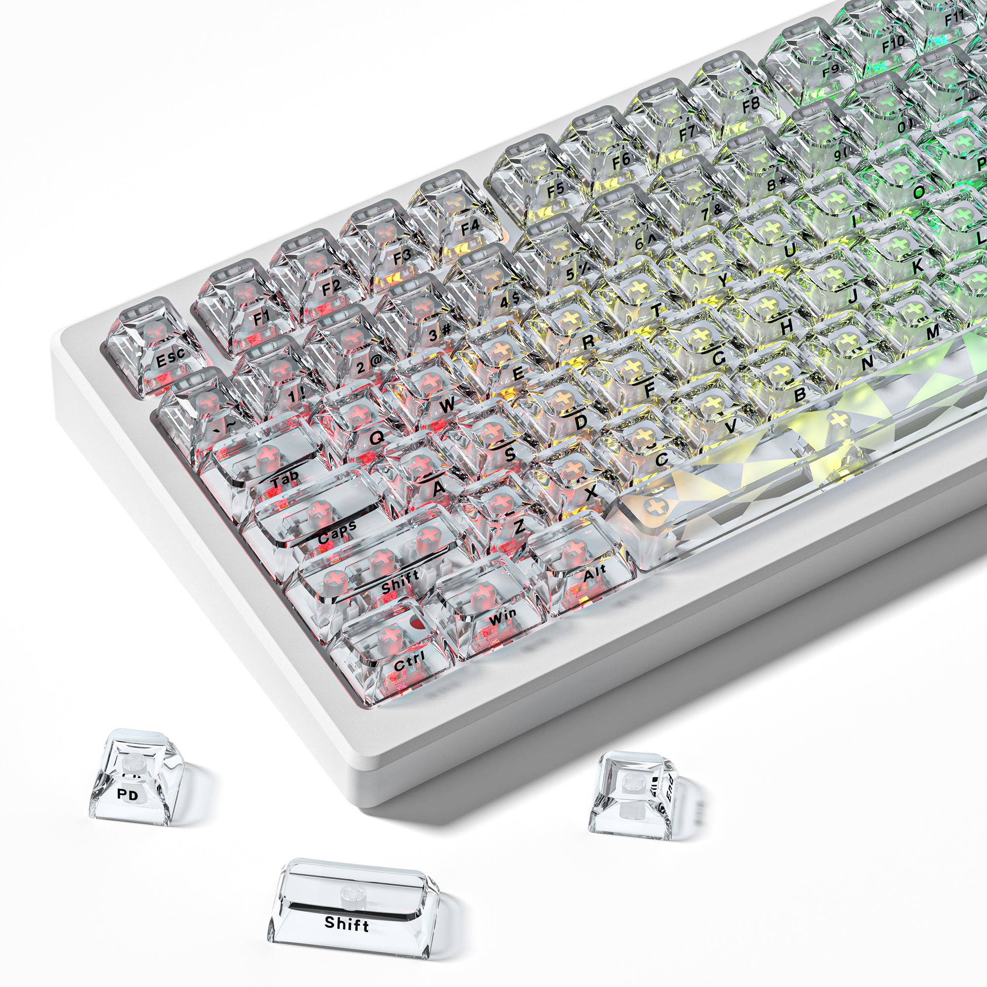 Ice Cube Clear Keycaps - Crystal Ice Keycaps Set for Mechanical Keyboard