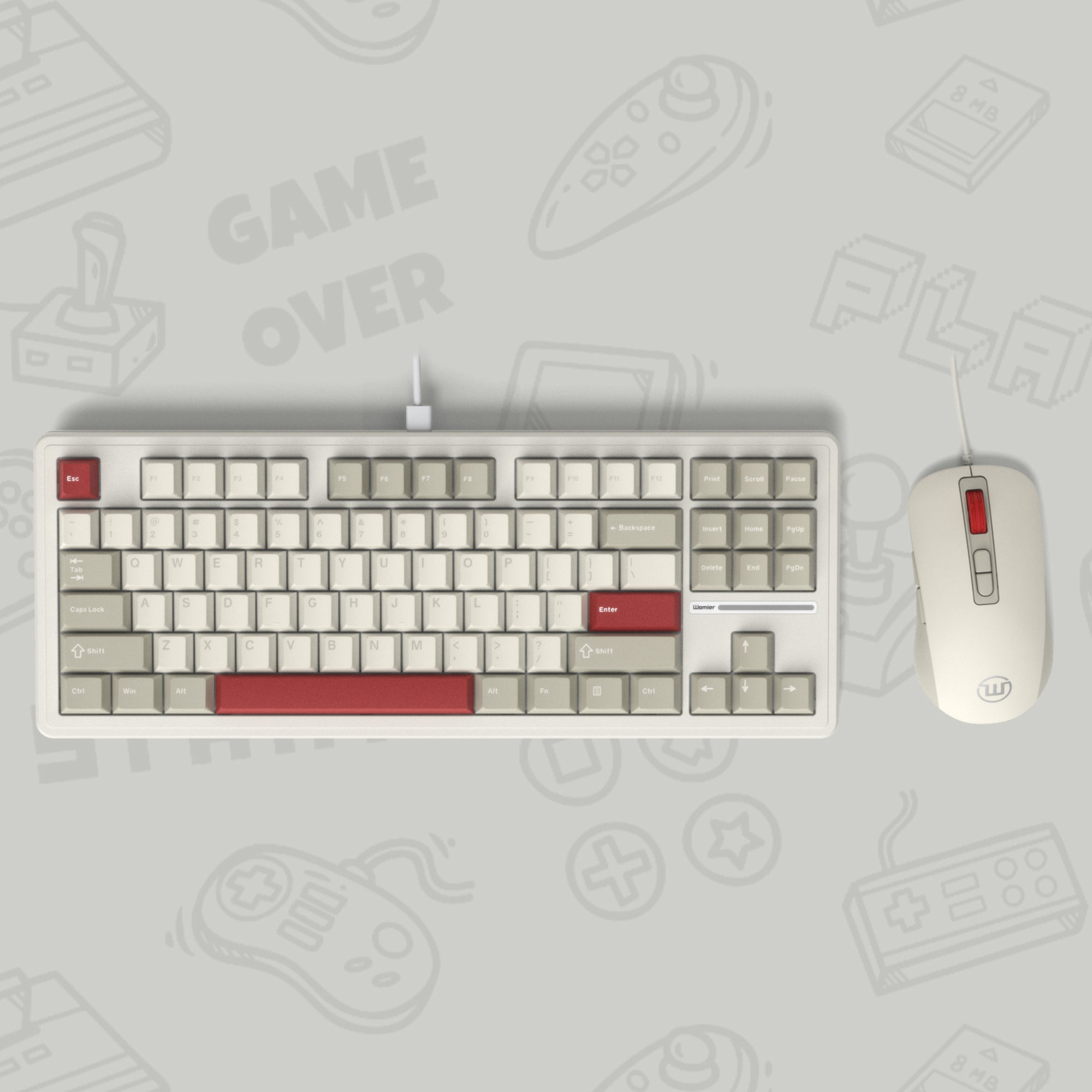 Womier M87 Nostalgia TKL Wired Keyboard and Mouse Combo Render