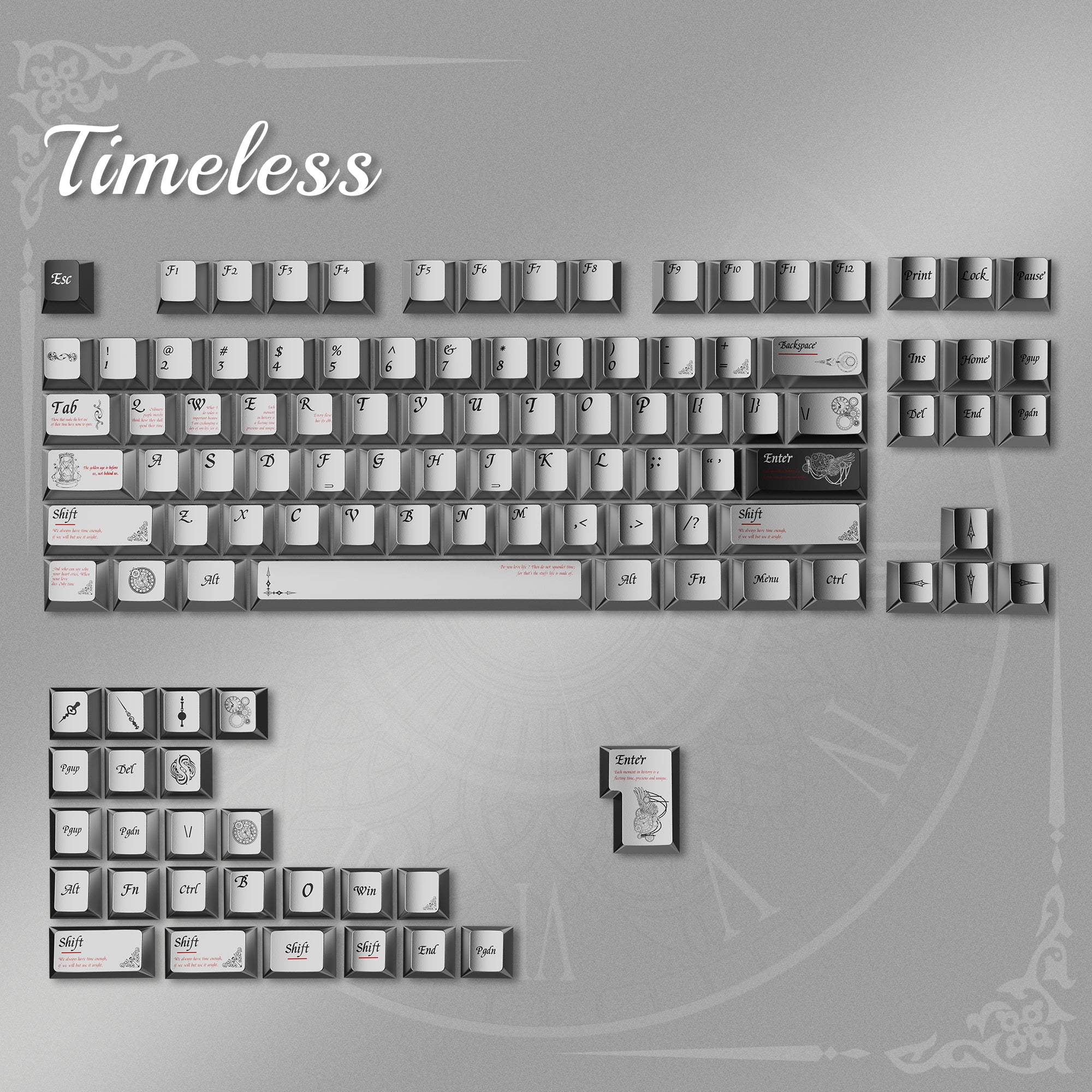 Womier Timeless 112-Key Cherry Profile Metallic Coating Keycap Set