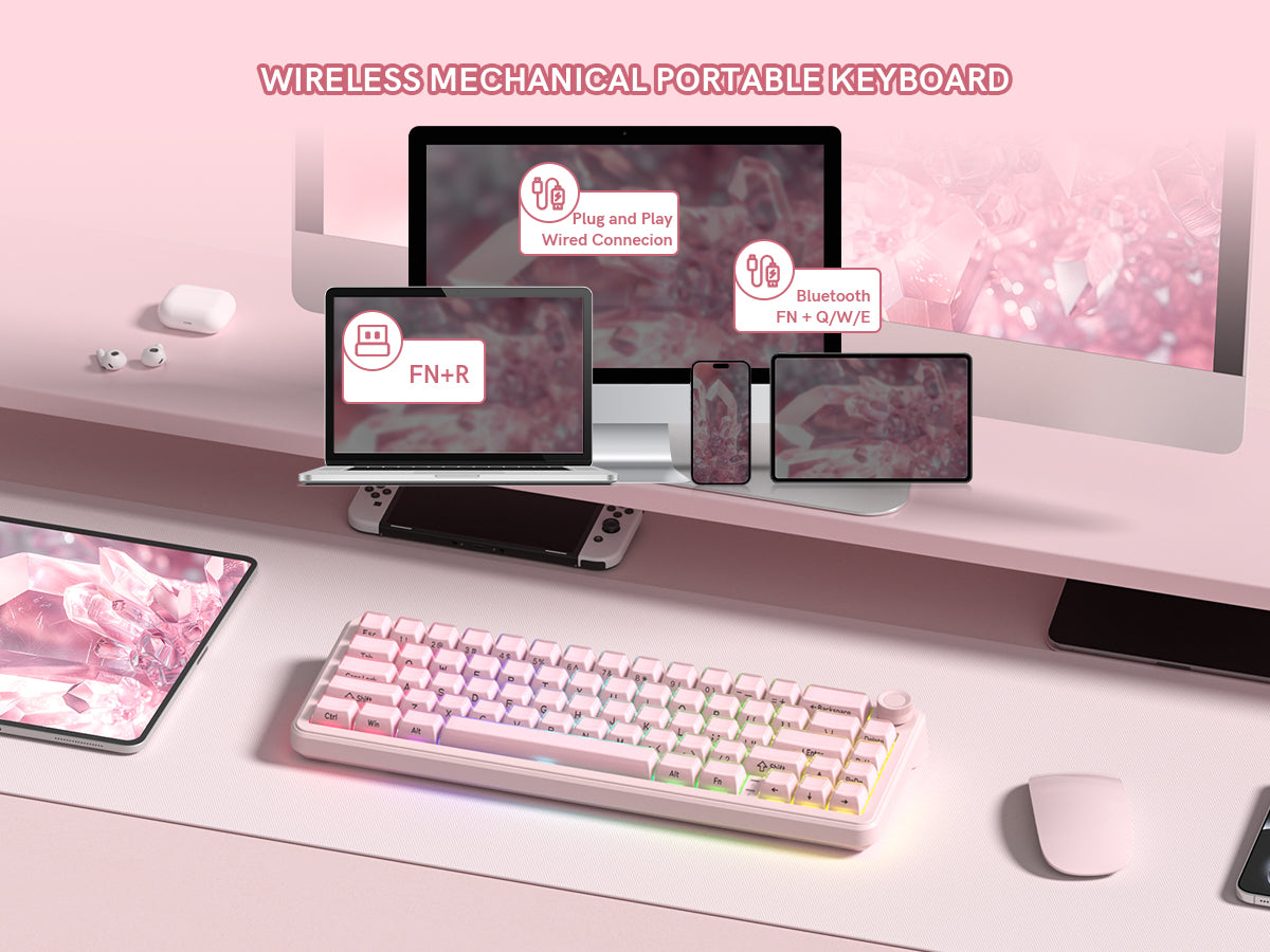 Womier L65 65% Gaming Mechanical Keyboard Wireless with Knob