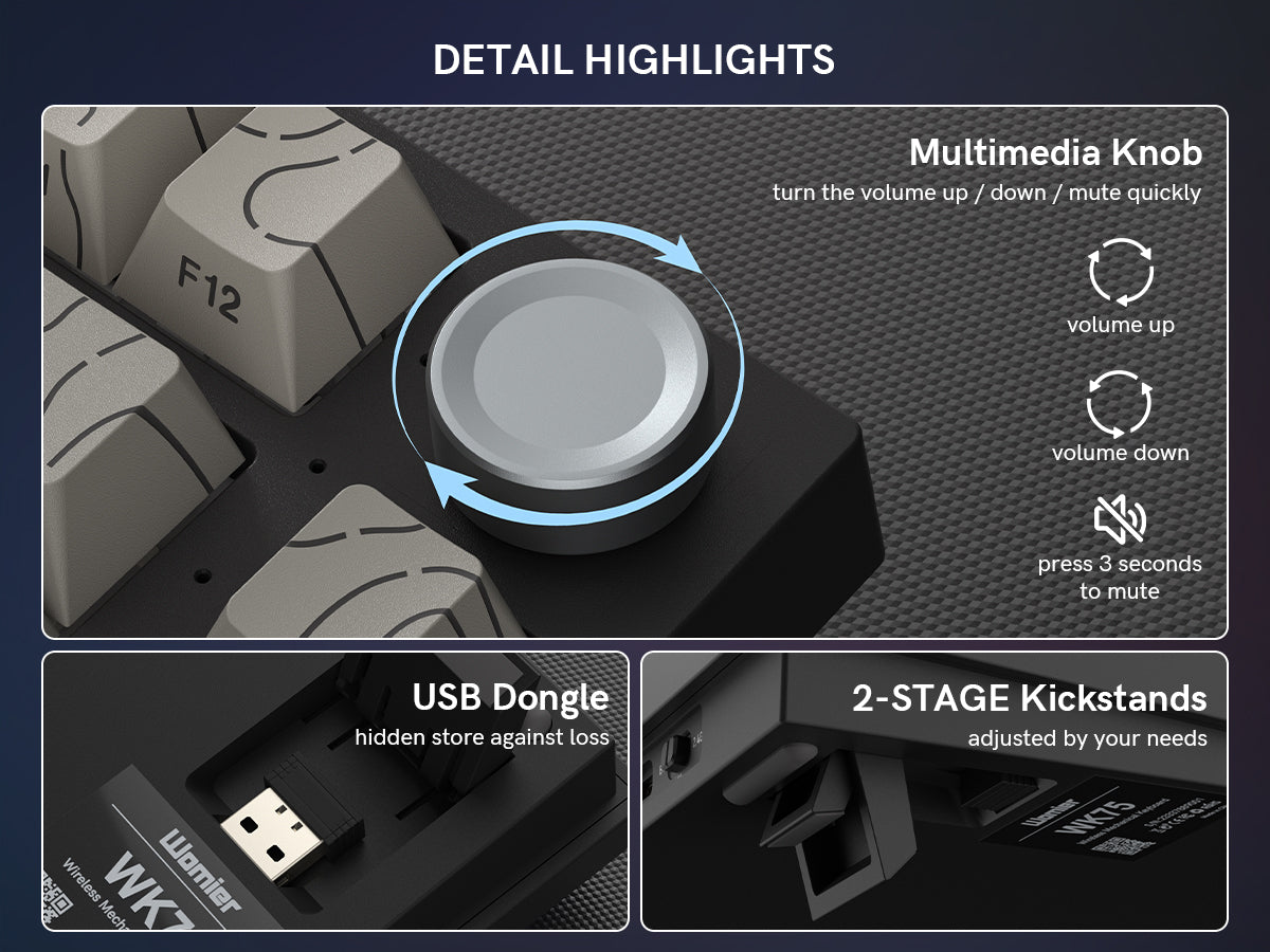 WK75 75% Wireless Mechanical Keyboard,  Hot Swappable Custom Gaming Keyboards