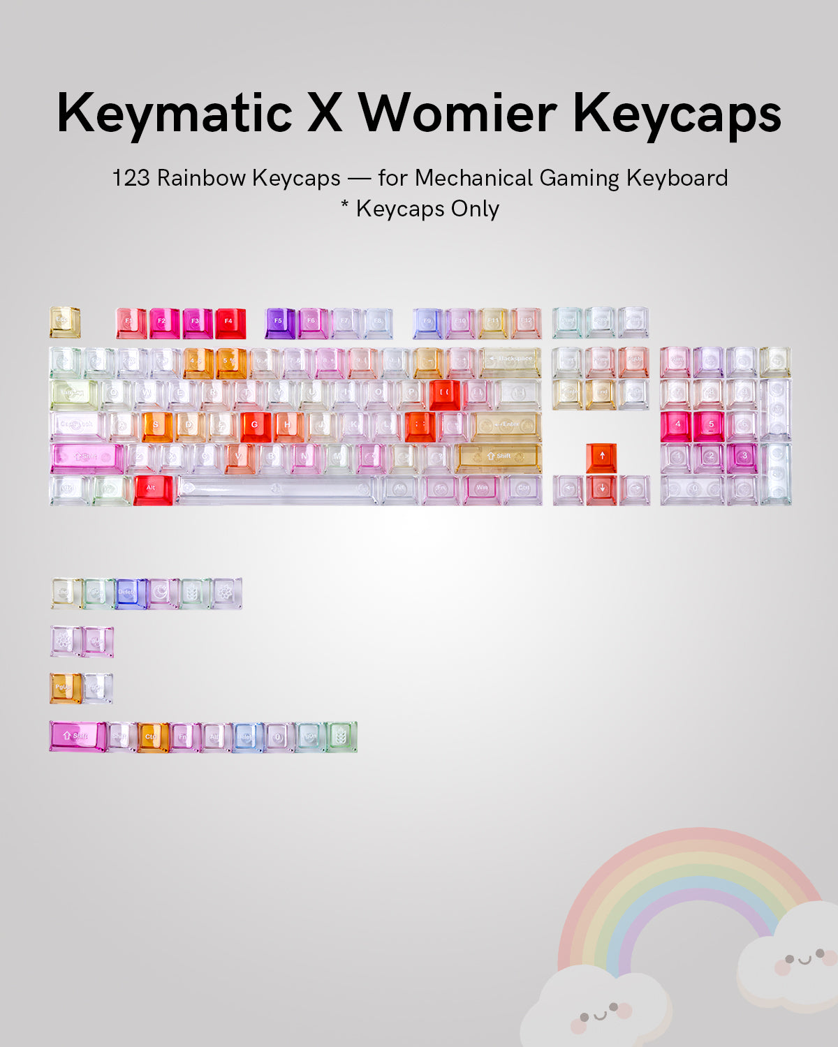 Womier Rainbow Cherry Profile Dye-Sub PBT Keycap Set (123-Key)
