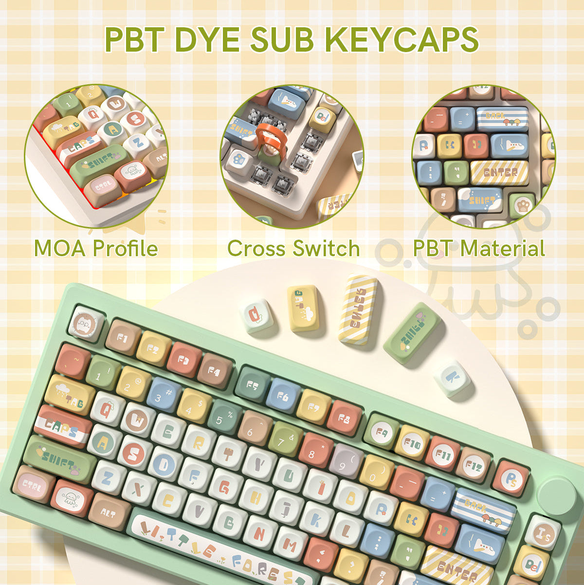 Womier Forest Animals MOA Profile Dye-Sublimation PBT Keycap Set