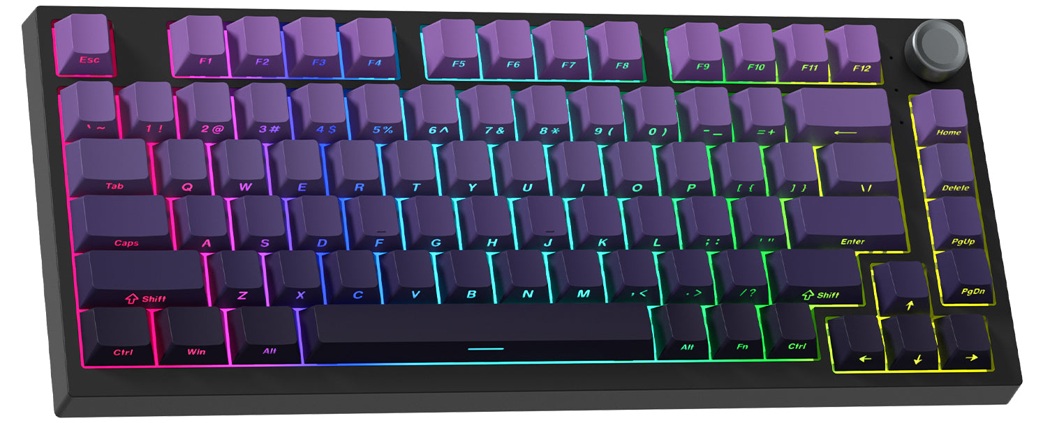 WK75 75% Wireless Mechanical Keyboard, 75% Hot Swappable Custom Keyboard with Knob, RGB Backlit, Pre-lubed Switches, 2.4GHz/USB-C/BT5.0 Gaming Keyboards (Purple)