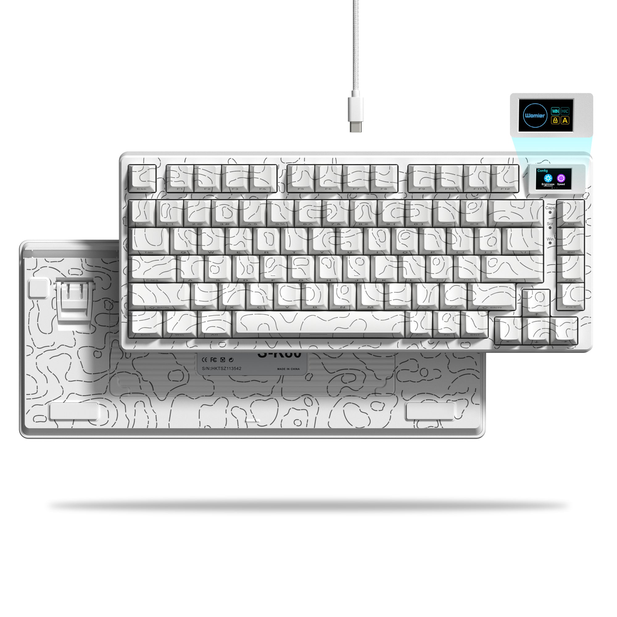Womier SK80 Gasket Mounted 75% Mechanical Keyboard with Multimedia Display