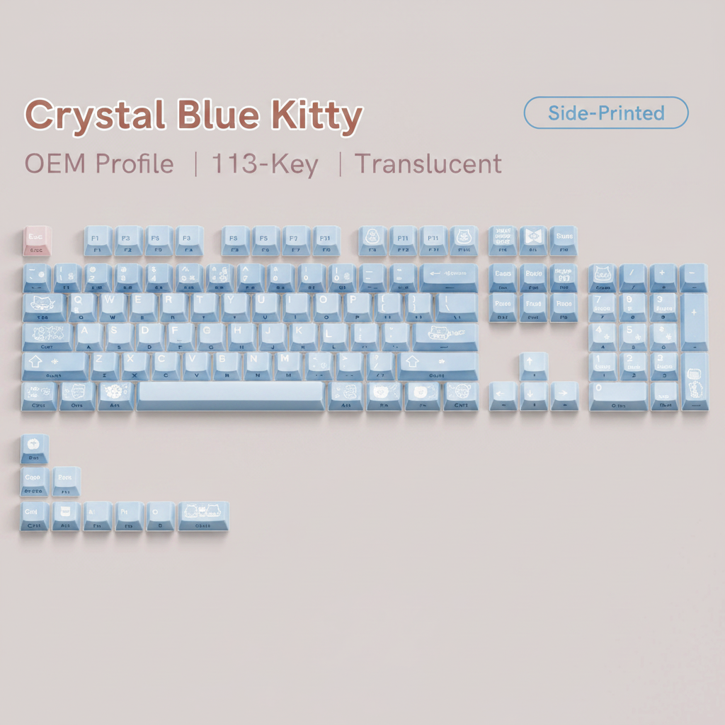Womier White Cat OEM Profile Frosted Translucent Keycap Set (113‑Key)