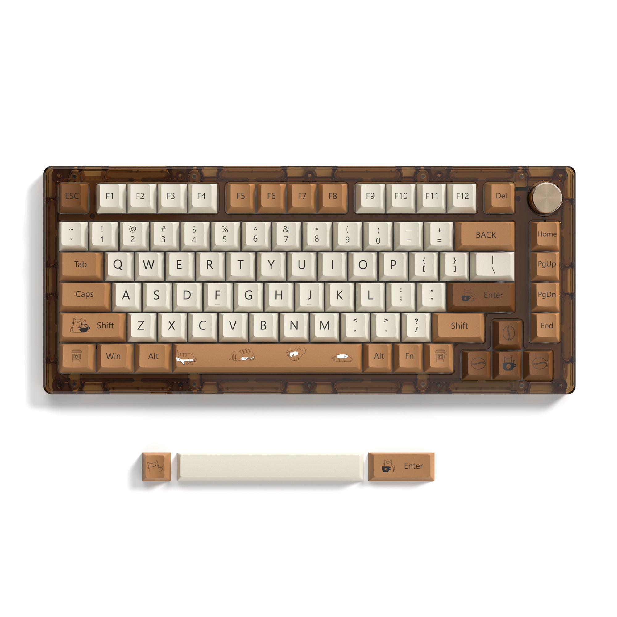 Womier G75 Coffee Themed Gasket/Top Mounted Wired Mechanical Keyboard/Barebone