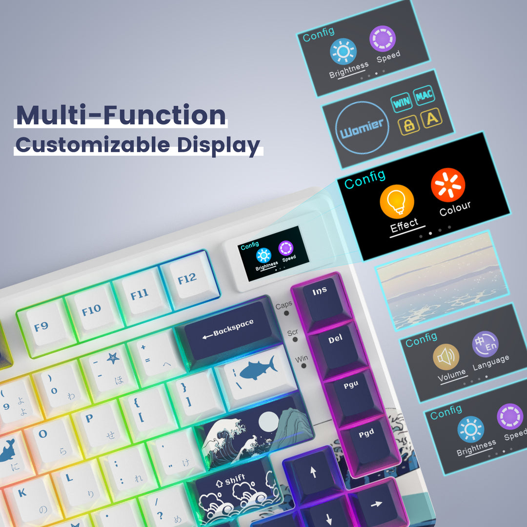 Womier SK80 75% Themed Mechanical Keyboard with Multimedia Screen ...