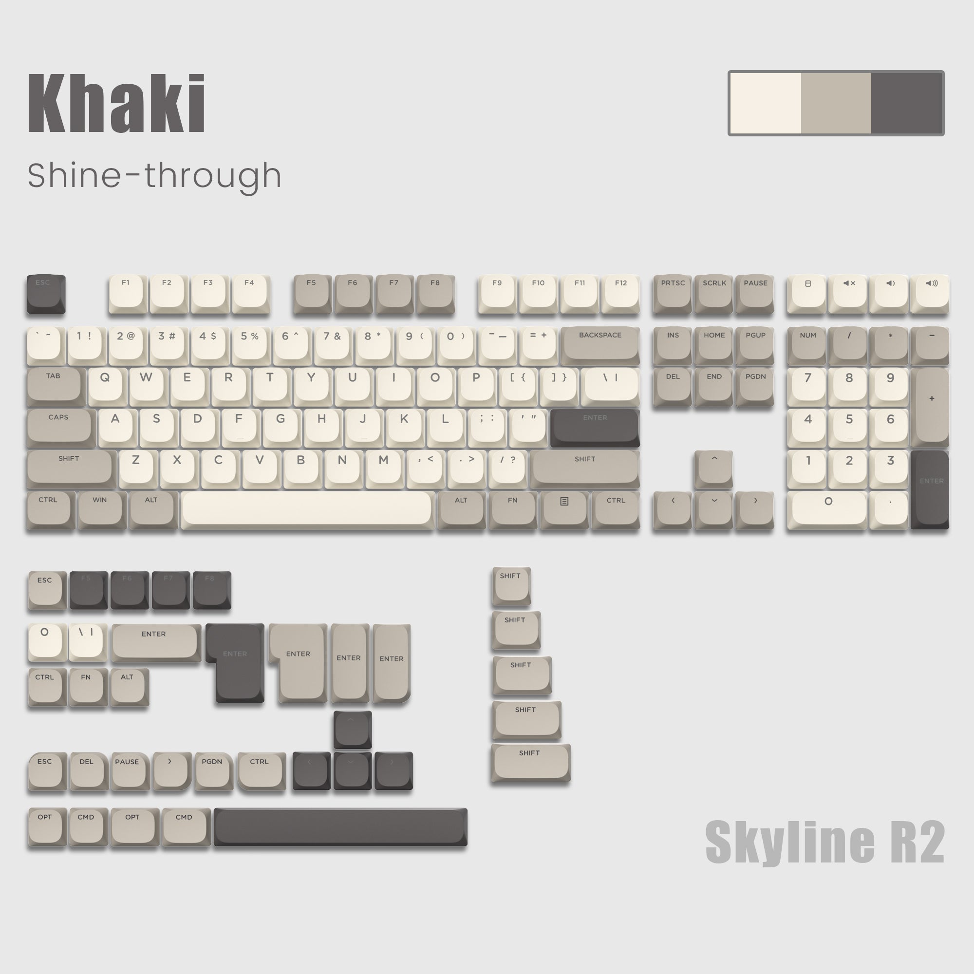 Skyline R2 Low Profile PBT Double-shot Keycap (9 Colors)