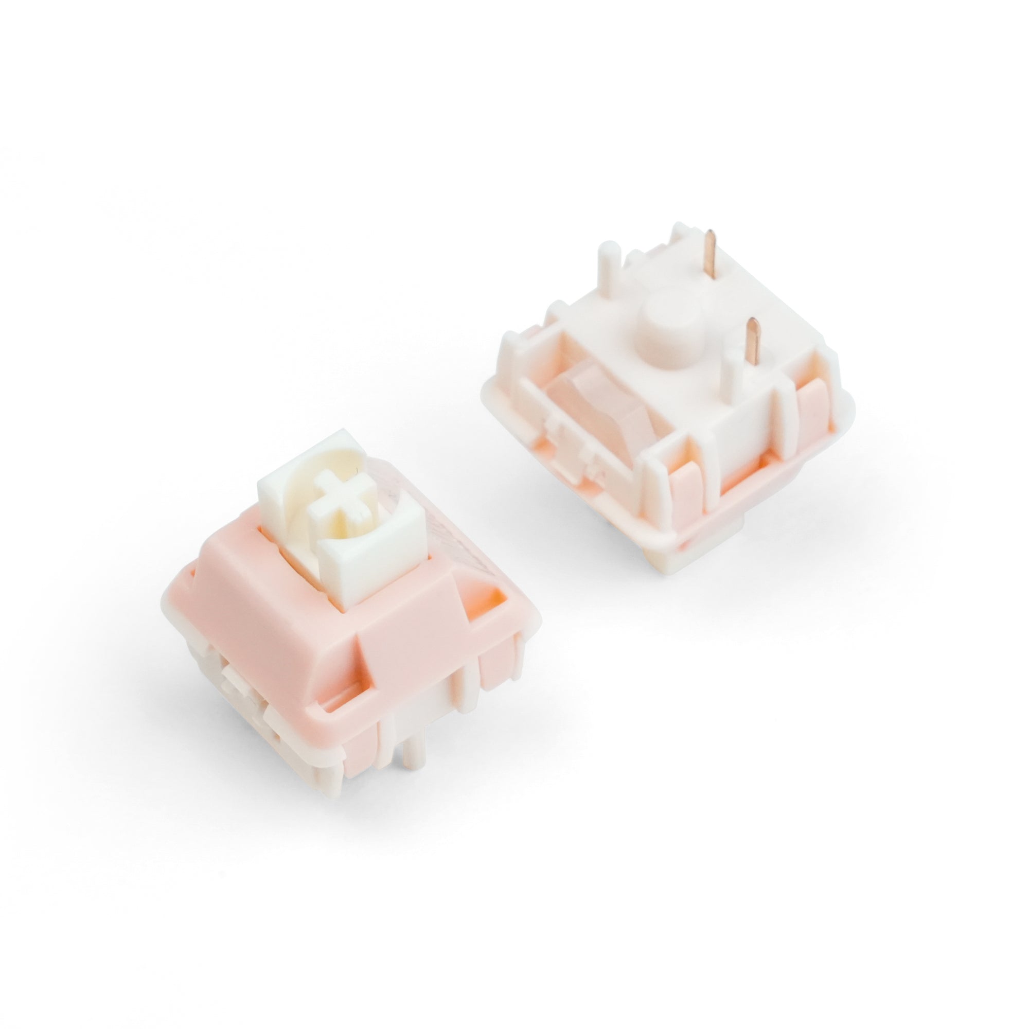 Womier Full POM Rose Whisper Pre-lubed Silent 5-pin Linear Switch Sets work with any PCB compatible with all cherry MX and MX-style switches.