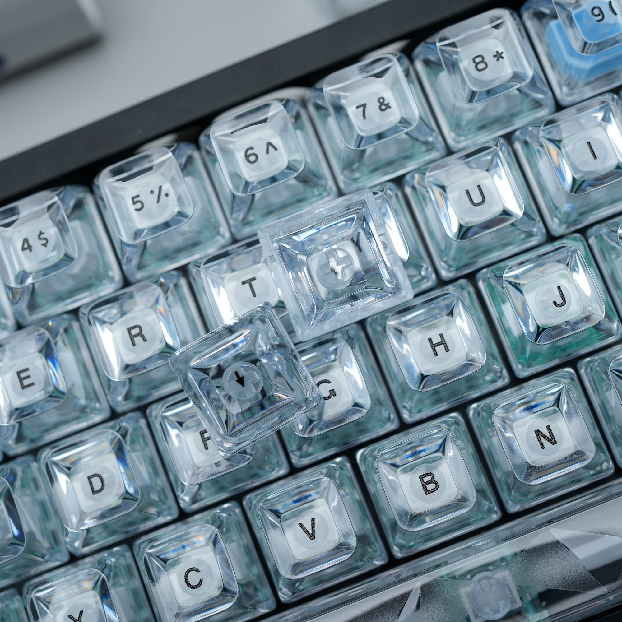 Ice Cube Clear Keycaps - Crystal Ice Keycaps Set for Mechanical Keyboard