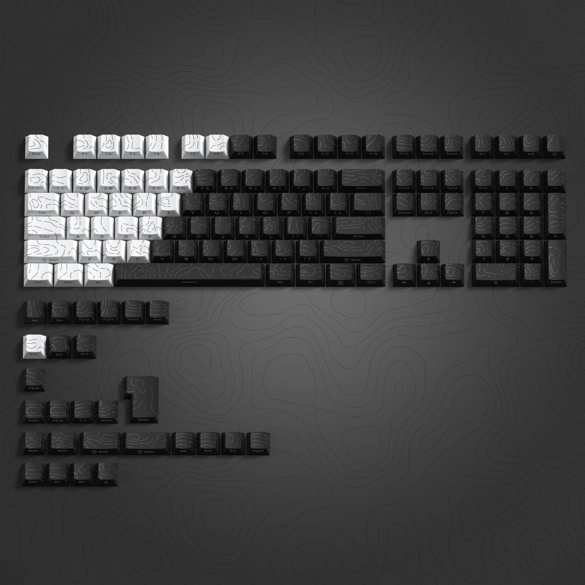 Womier Topographic Series Cherry Profile Side-Printed Shine-Through Keycap Set