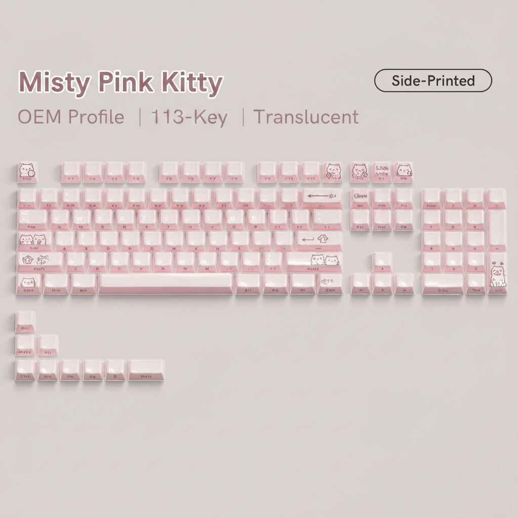 Womier White Cat OEM Profile Frosted Translucent Keycap Set (113‑Key)