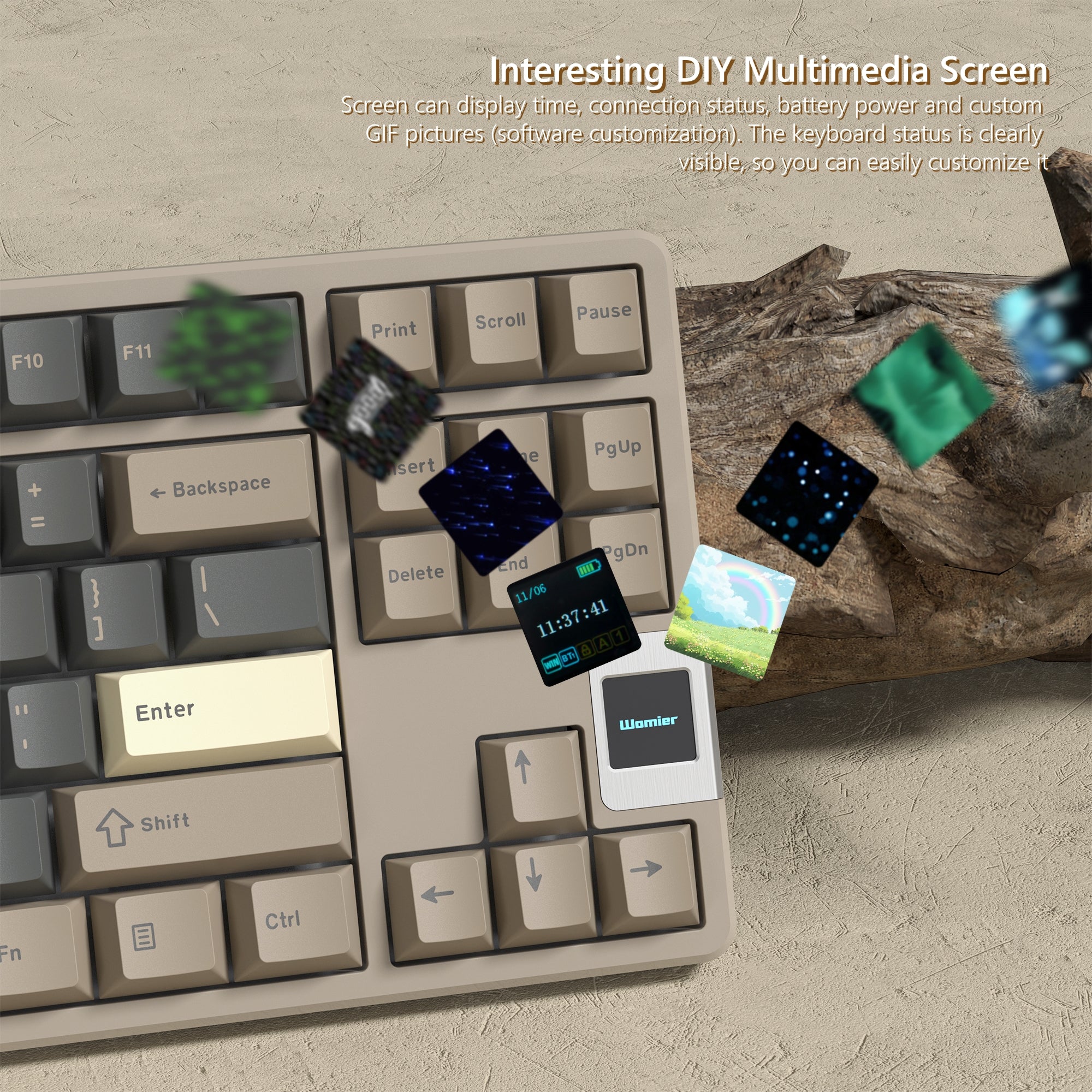 Womier QK87 TKL QMK/VIA Support Wireless Keyboard with Multimedia Display