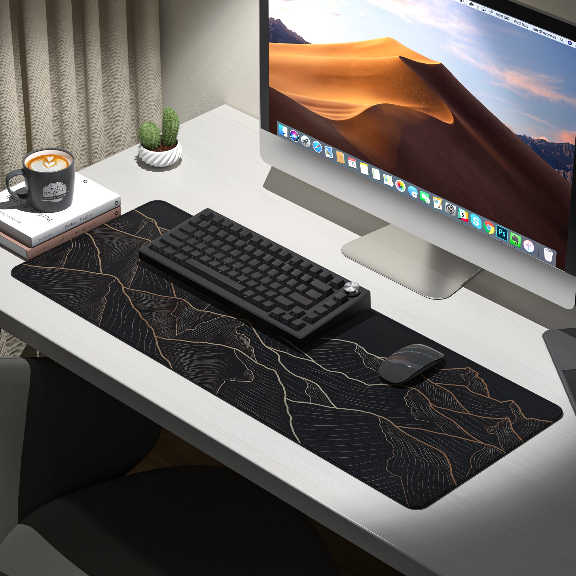 Womier Golden Sun Themed Large Desk Mat