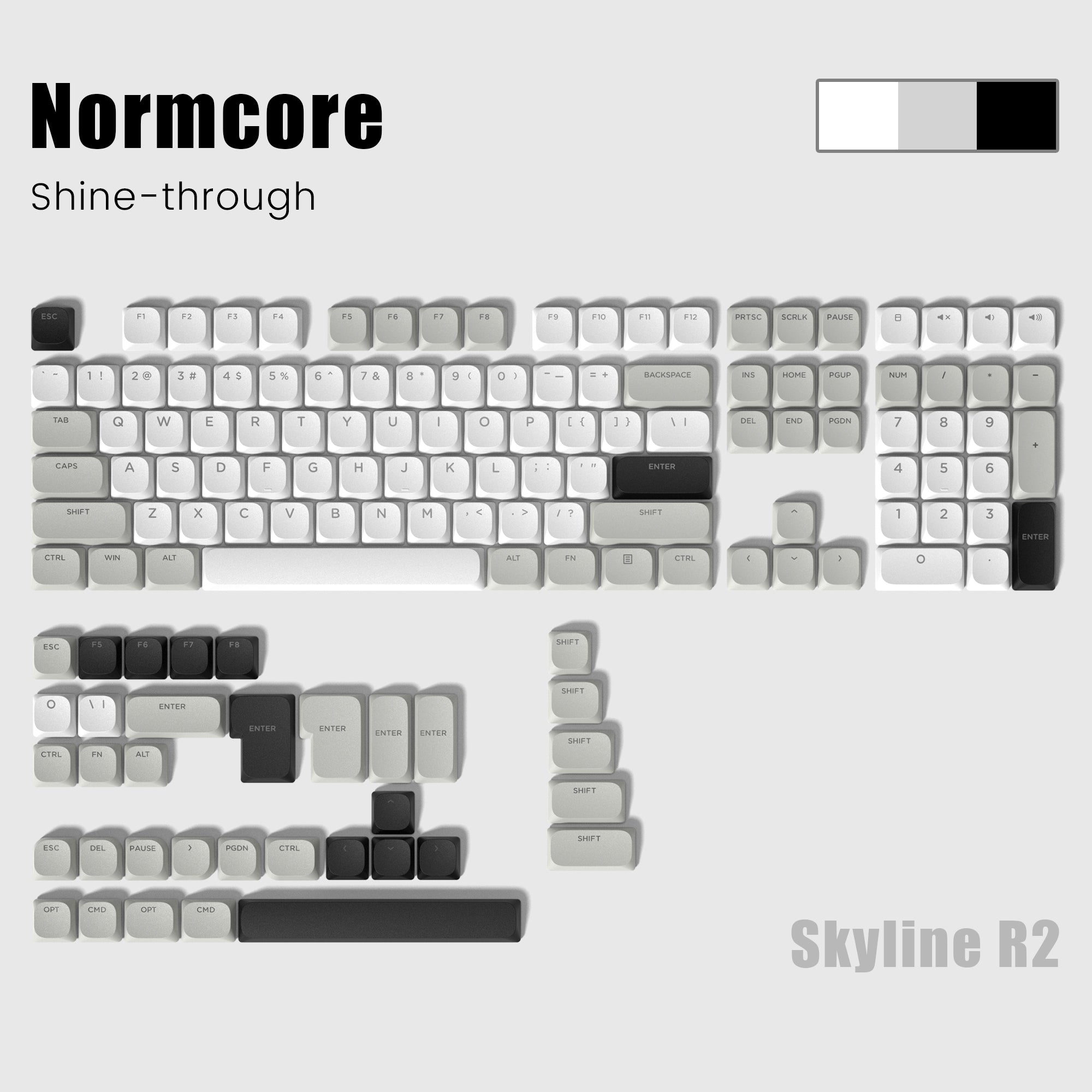 Skyline R2 Low Profile PBT Double-shot Keycap (9 Colors)