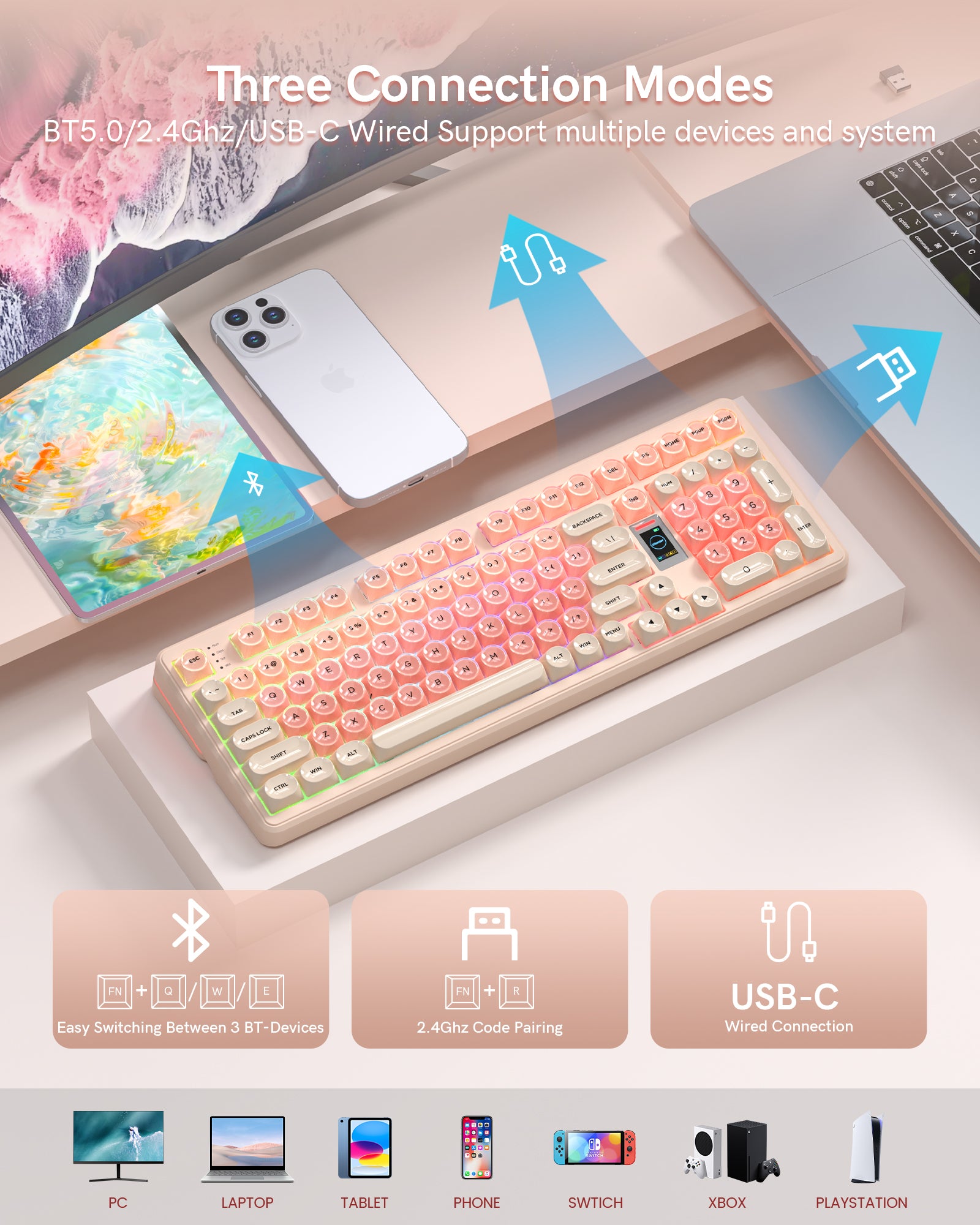 Womier WK98 98% Mechanical Gaming Keyboard With Multimedia Screen