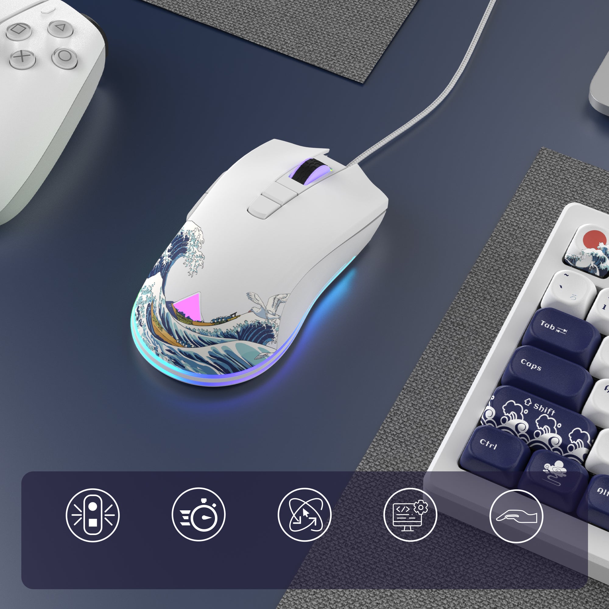 Womier G705 Kanagawa Themed Gaming Mouse (Wired)