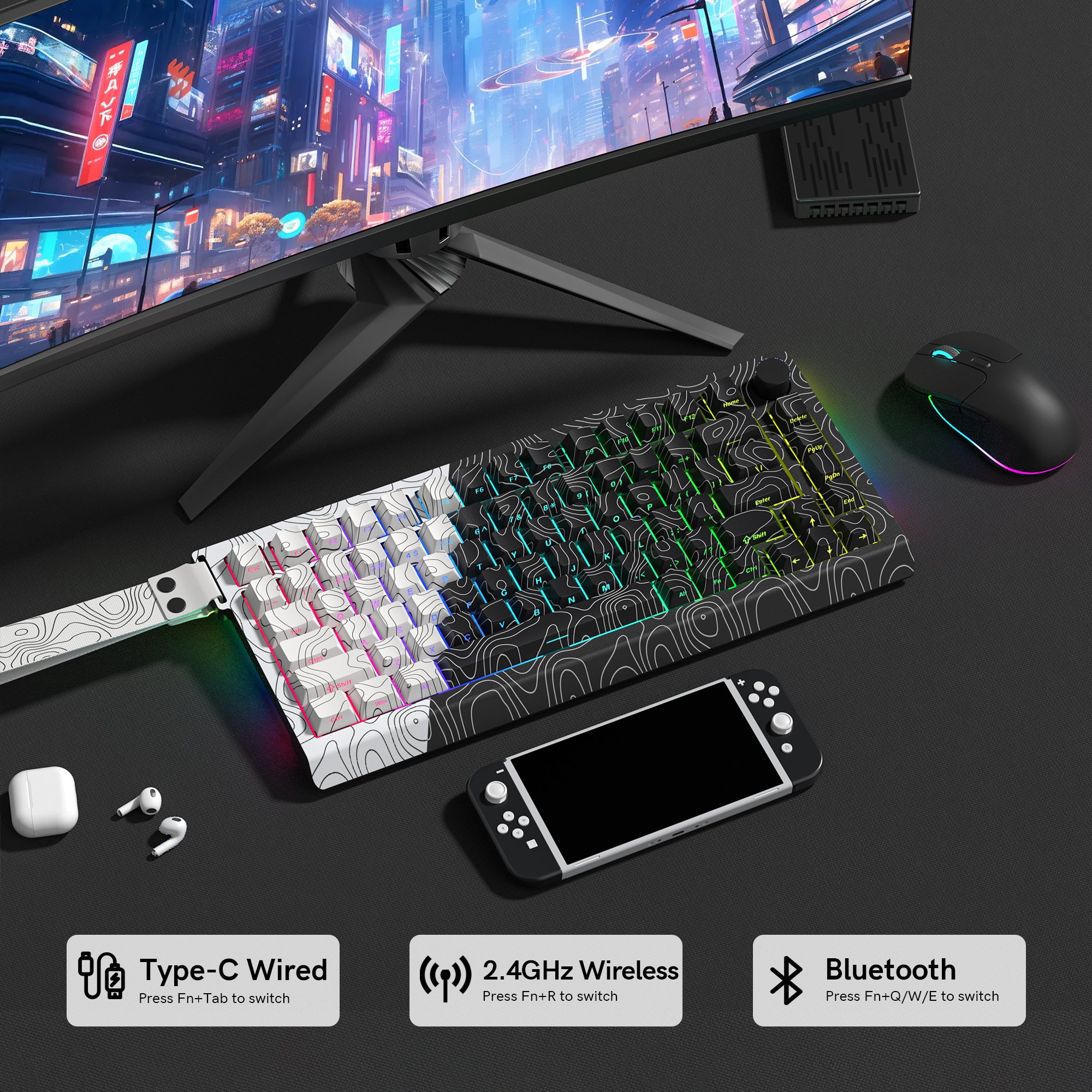 Womier Q75 75% VIA Support Gasket Mounted Wireless Keyboard with Knob