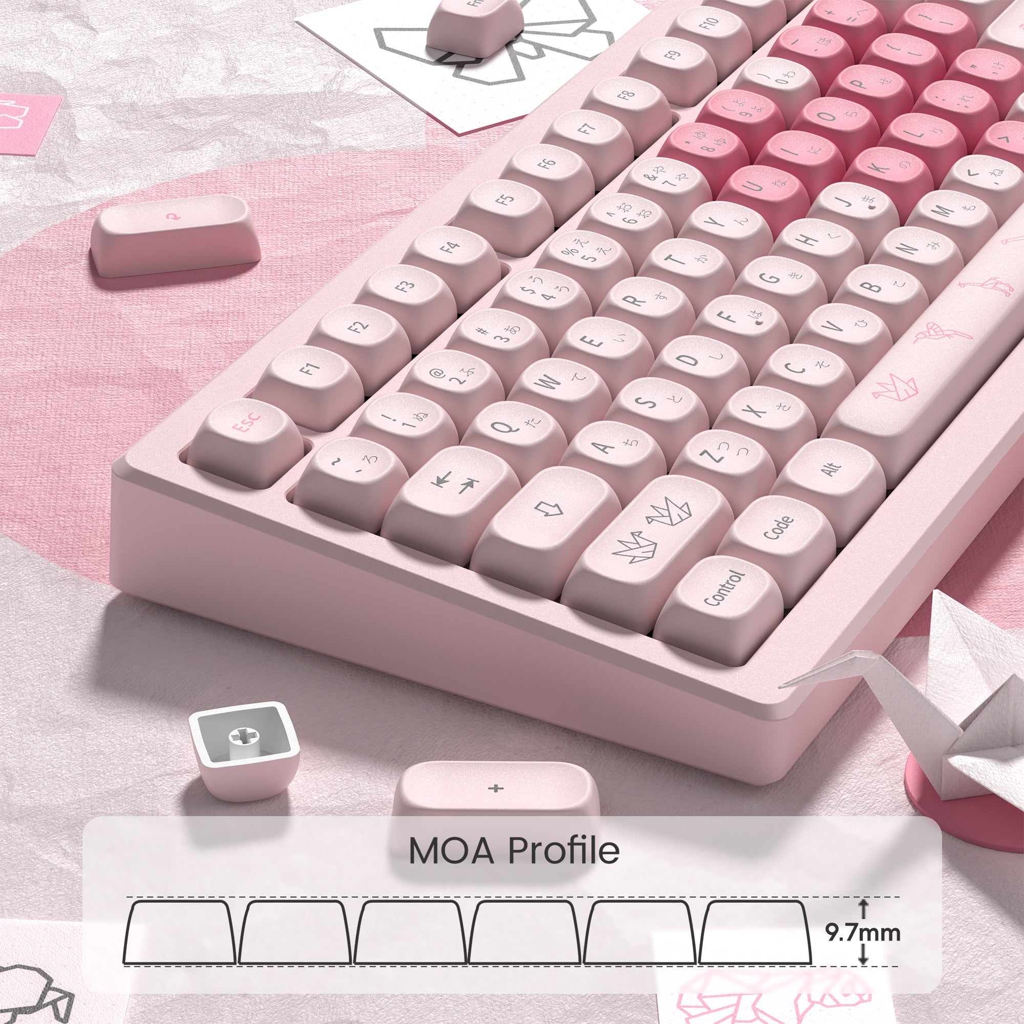 Womier 摺紙(Origami) MOA Profile Dye-Sublimation PBT Keycap Set