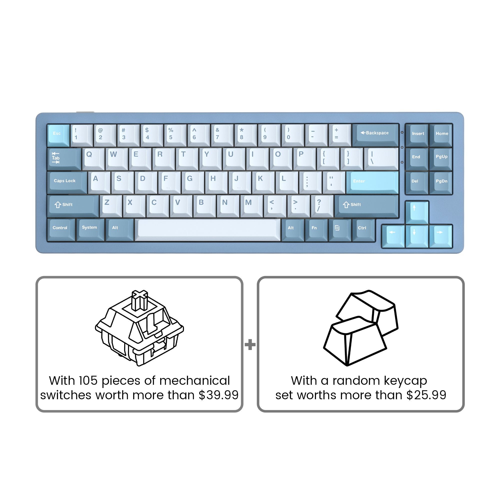 Womier SK71 Wireless 68% Aluminum Gasket Mechanical Keyboard (7 Colors)