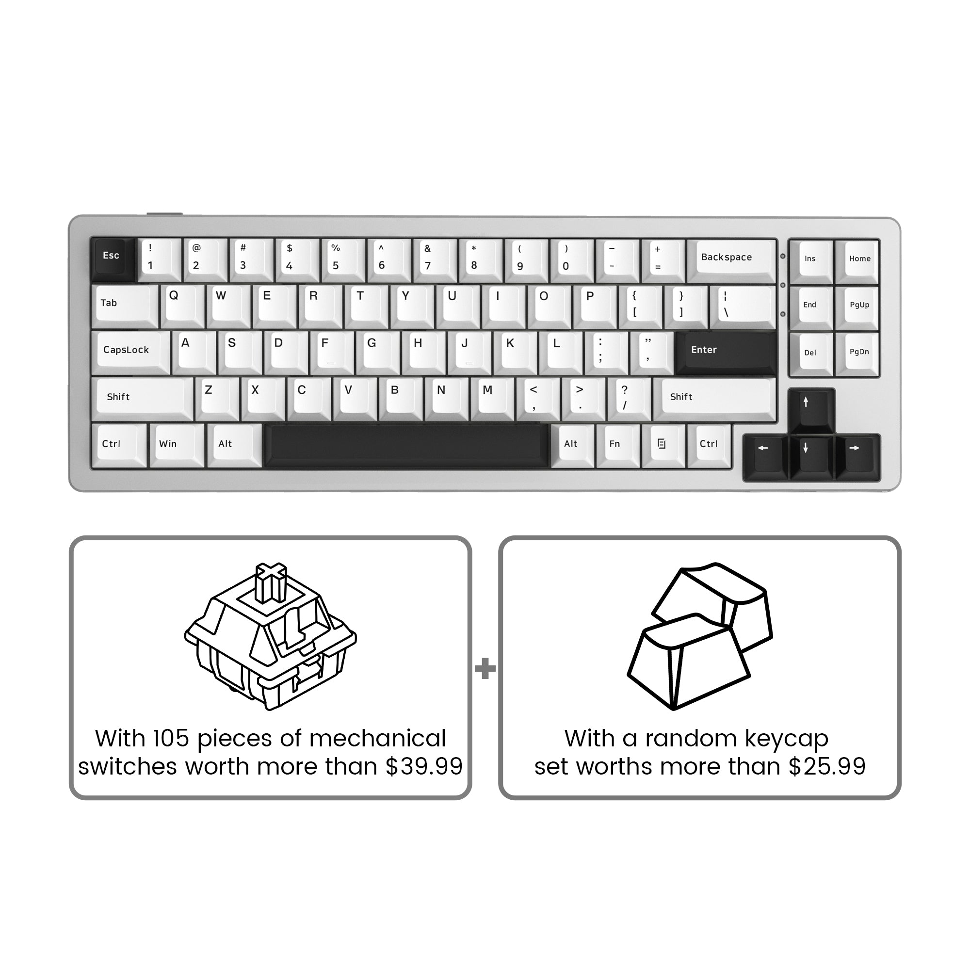 Womier SK71 Wireless 68% Aluminum Gasket Mechanical Keyboard (7 Colors)